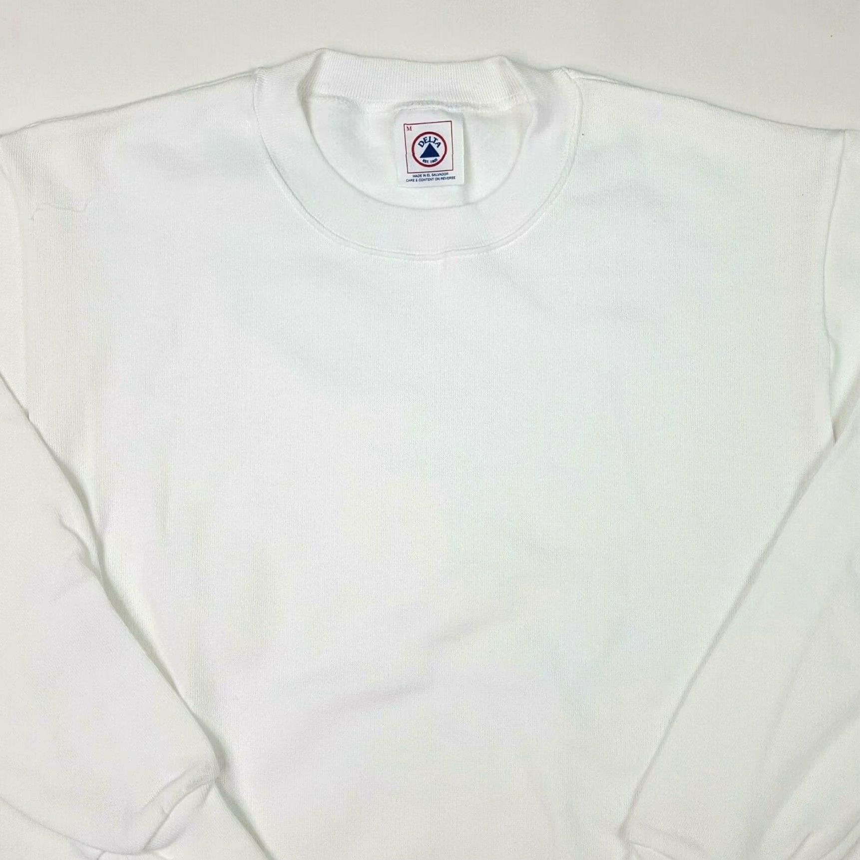 Delta VINTAGE Delta White Crewneck Sweatshirt M - 90s, Retro, College, Music, University - Men’s Pullover Cotton Blend Blank Graphic Print All Seasons Size US M / EU 48-50 / 2 - 3 Thumbnail