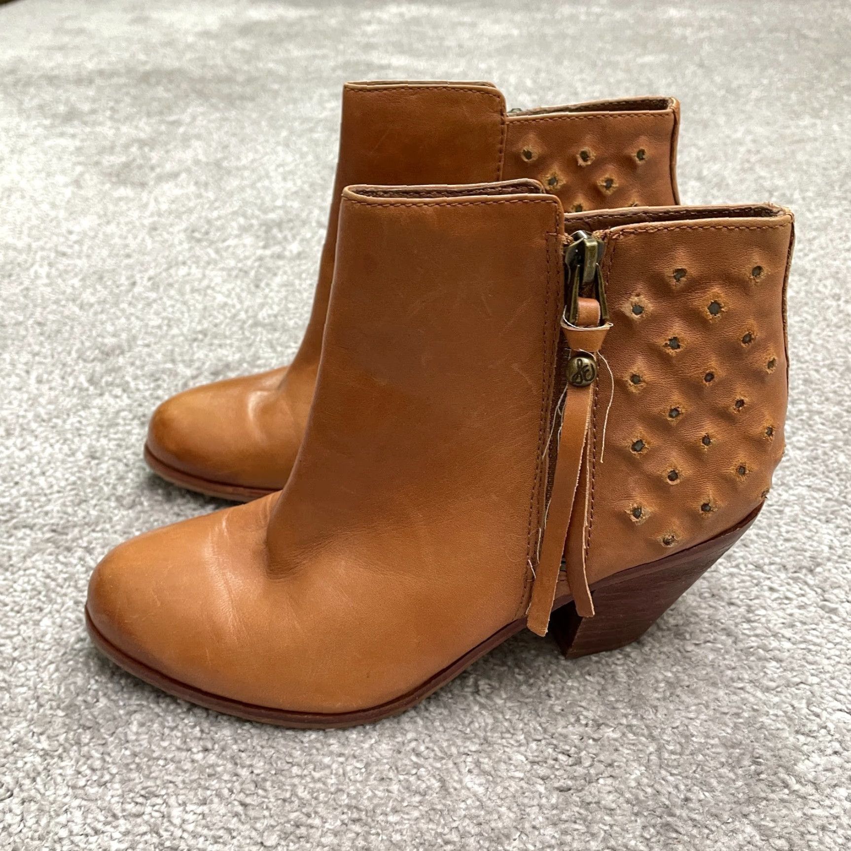 Sam Edelman Sam Edelman Lucille Brown Leather Ankle Boots Womens 6.5 Studded Block Heels Western Style Casual Size US 6 / IT 36 - 3 Thumbnail