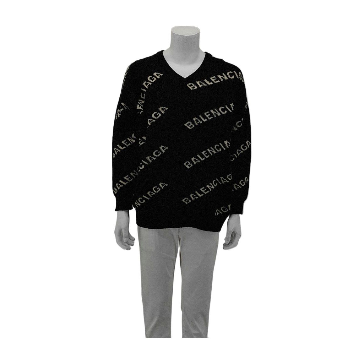 Balenciaga Balenciaga All Over Logo Knit Sweater Size S Size S / US 4 / IT 40 - 1 Thumbnail
