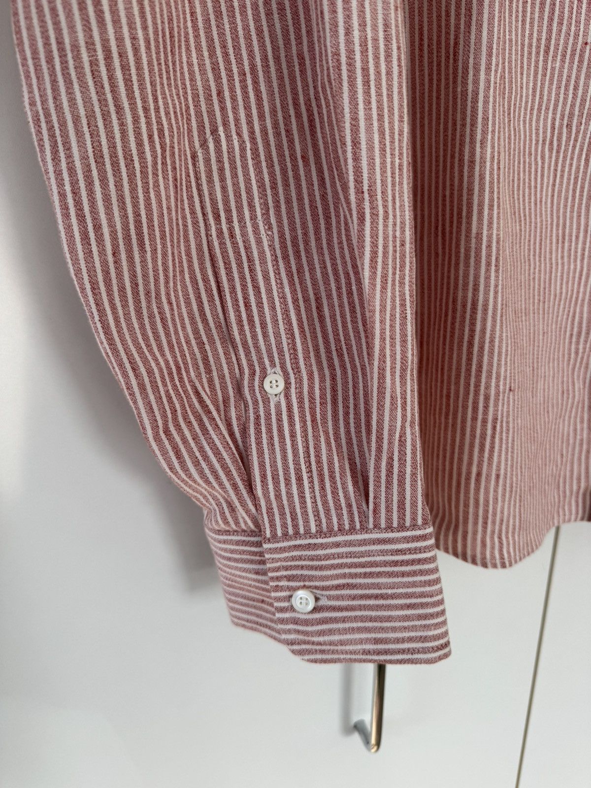Brunello Cucinelli Red and White Striped Linen Leisure Fit XXXL Size US XXL / EU 58 / 5 - 4 Thumbnail