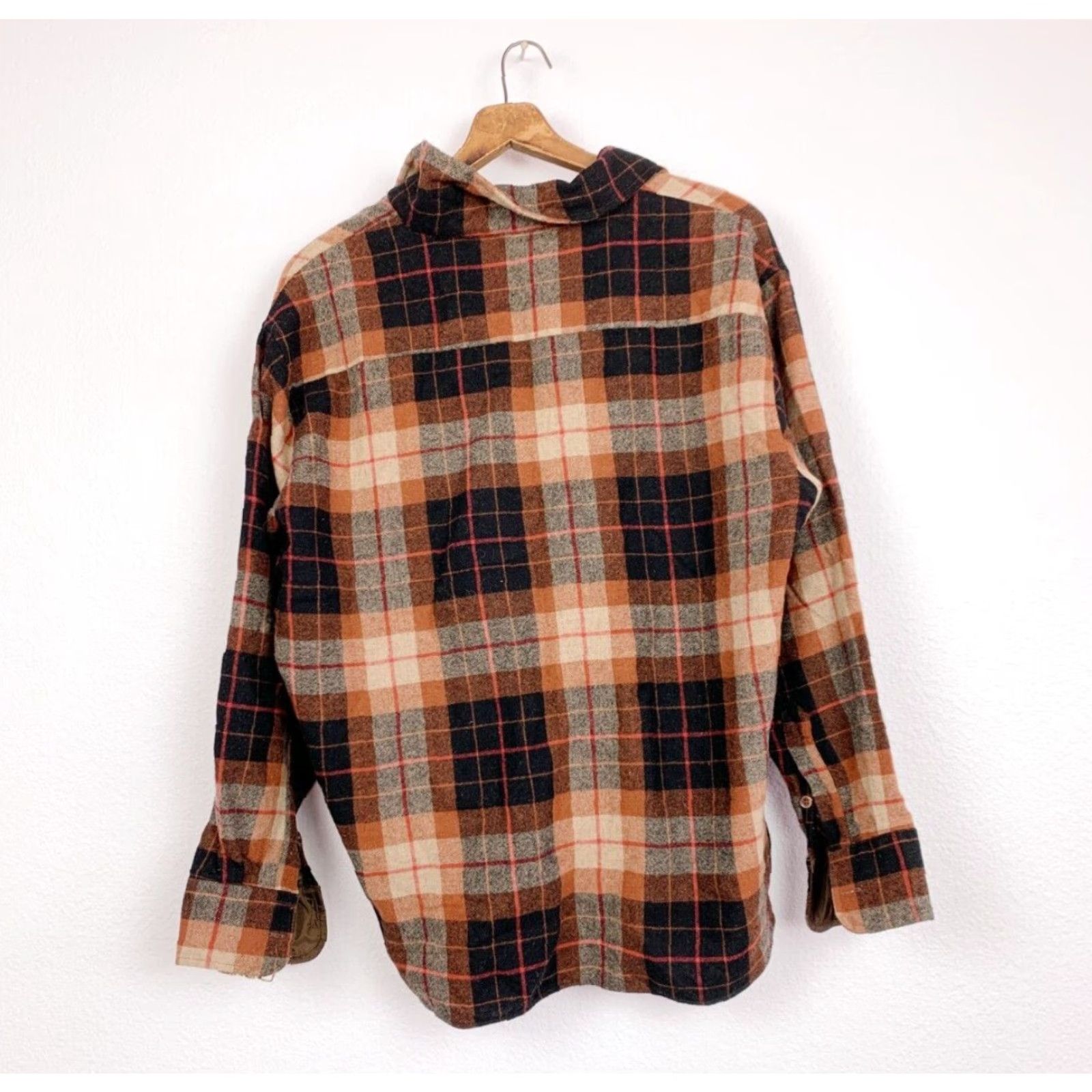 Arrow VINTAGE Arrow Cluett Orange Black Long Sleeve Plaid Wool Blend Shirt Korea XL Size US XL / EU 56 / 4 - 3 Thumbnail