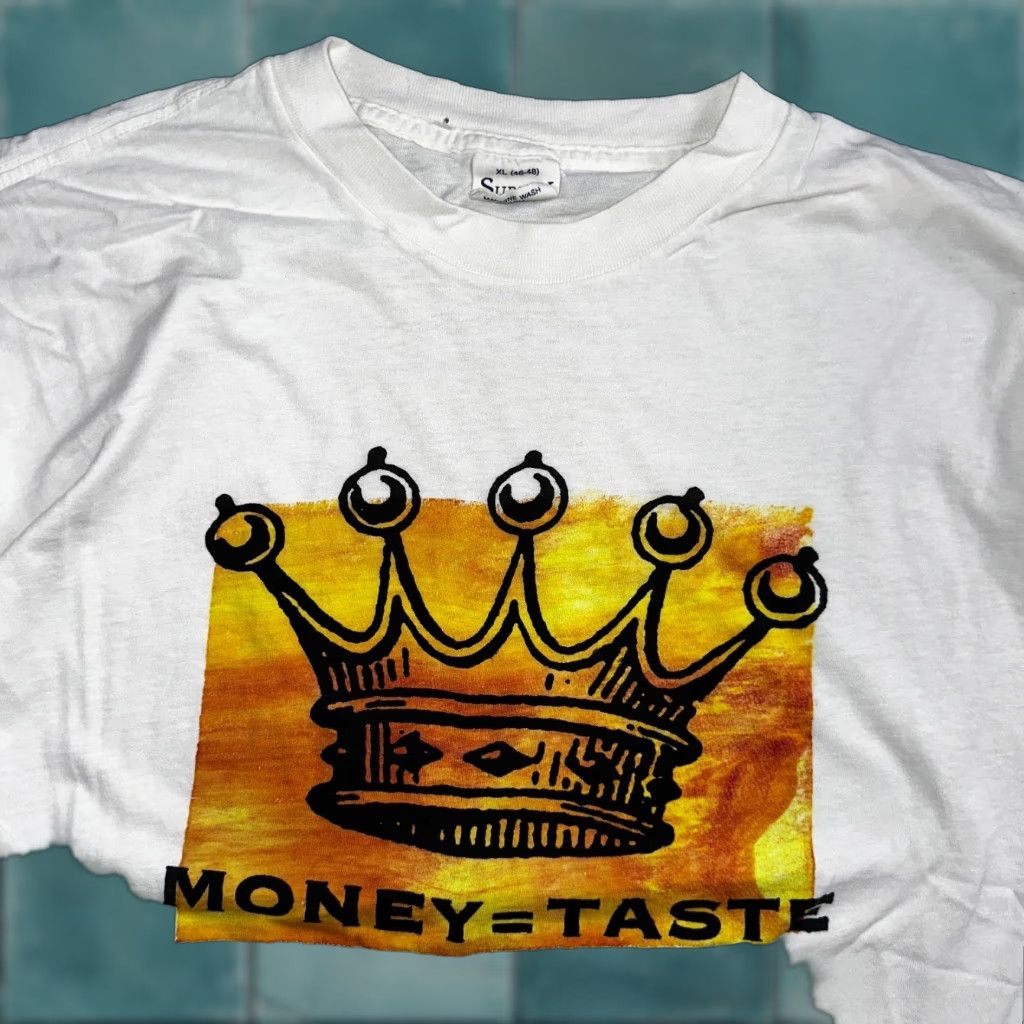 Vintage VINTAGE Money Taste 80s Biggie Crown Graphic VTG T Shirt White XL Men Crew Neck Short Sleeve Vintage Logo Graphic Print Street Music 90s Shirt Mens Size US XL / EU 56 / 4 - 1 Thumbnail