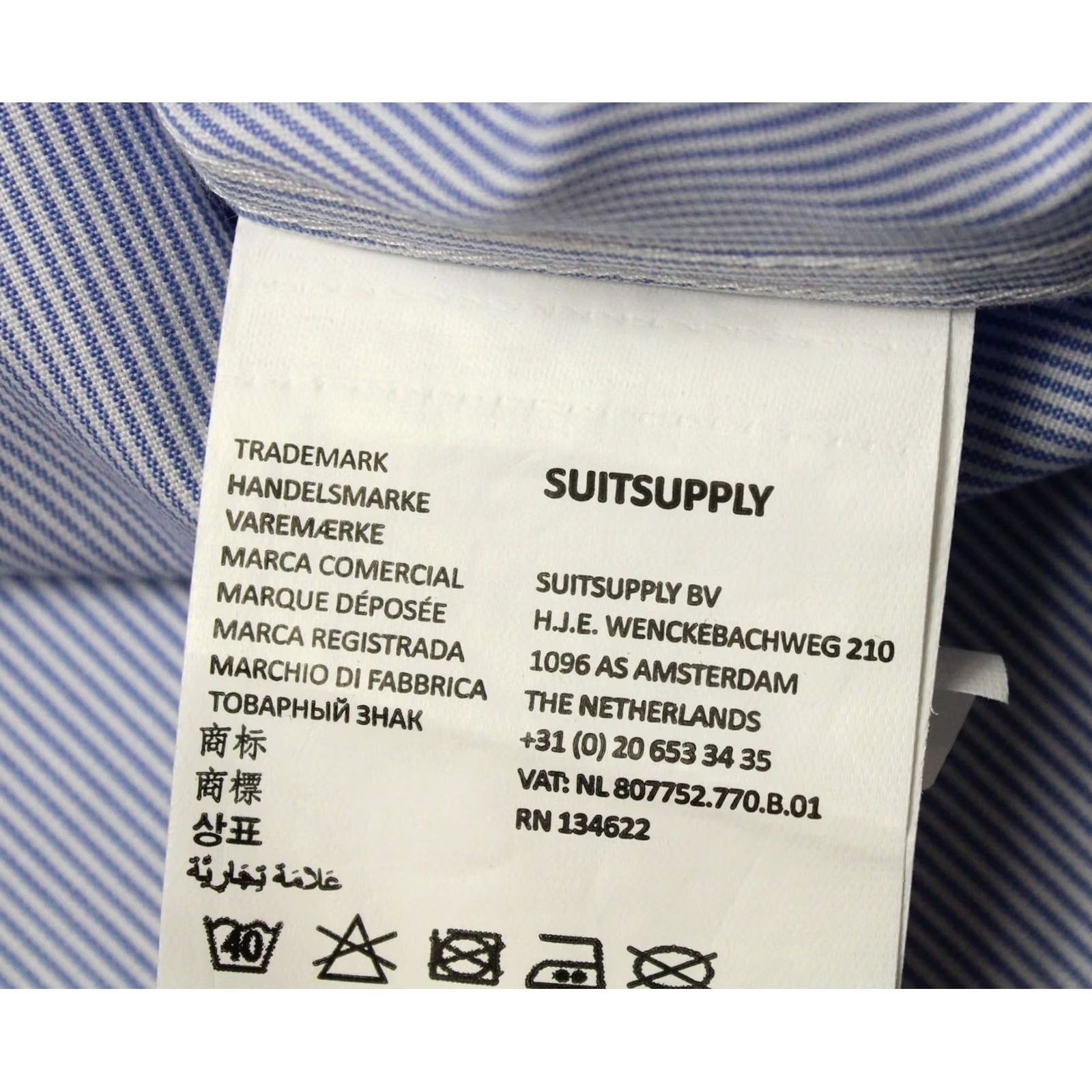Suitsupply Suitsupply Pinstriped Formal Shirt Mens 39 / 15 1/2 Extra Slim Fit Button-Up Cotton Blue Pinstripe Dress Shirt Shirt Mens Size 40R - 6 Thumbnail