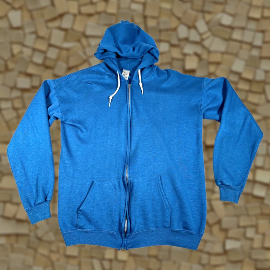Gap VINTAGE Gap Sweater Shirt Adult LARGE Blue Hoodie Zip Full Zip Kangaroo Pockets 70s USA Made Mens Size US M / EU 48-50 / 2 - 1 Thumbnail