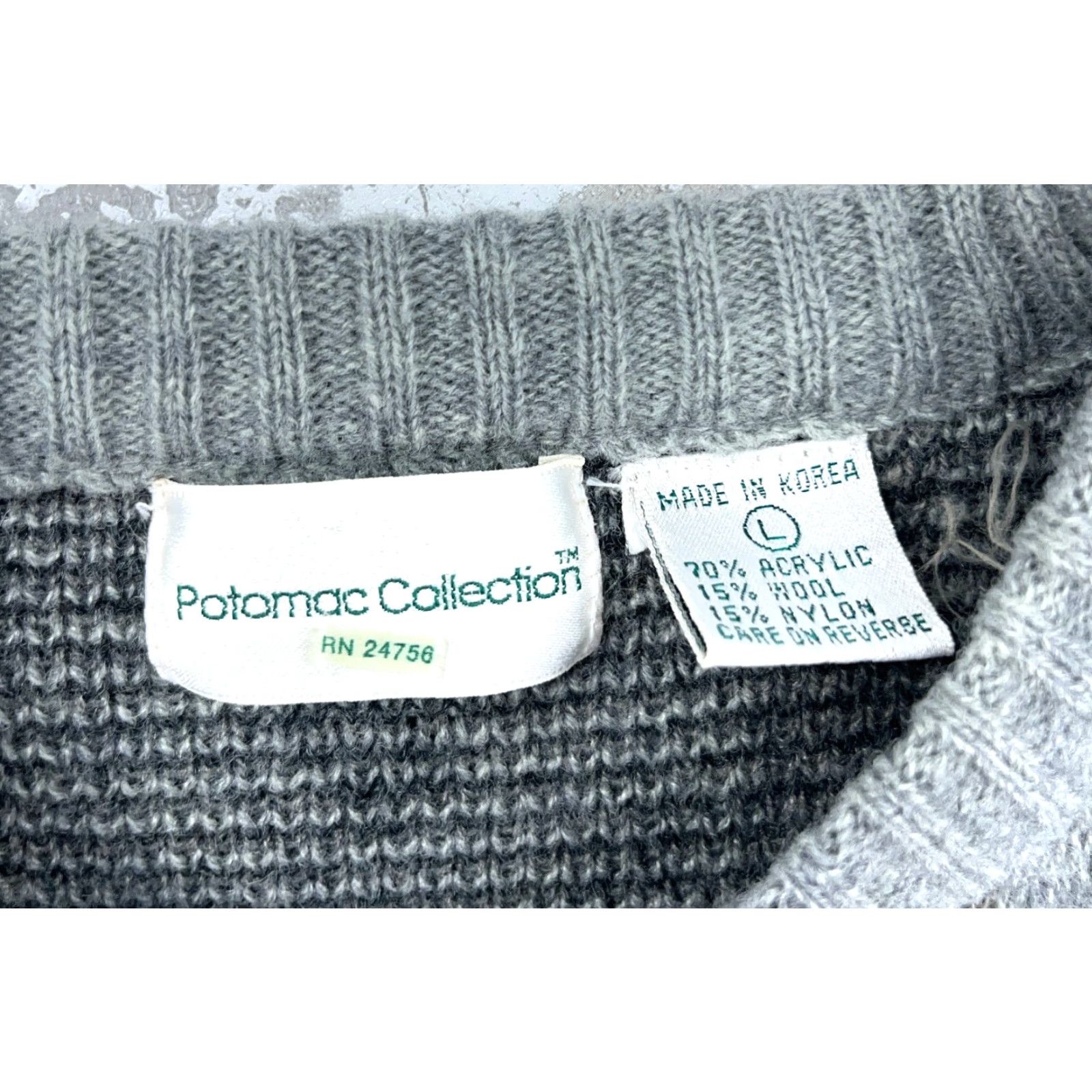 Vintage VINTAGE Potomac Geometric Knit Grandpa Sweater Men L Gray Crew Neck Pullover Heavyweight 80s 90s Golf Cosby Streetwear Mens Size US L / EU 52-54 / 3 - 4 Thumbnail