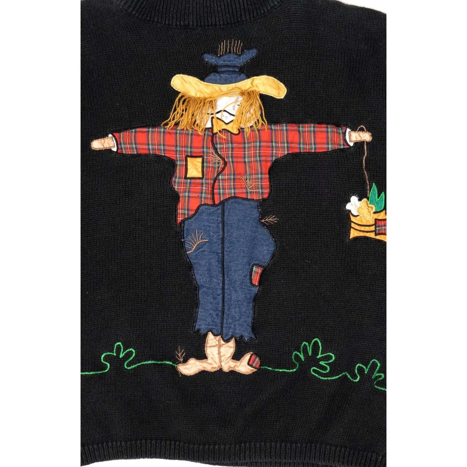 Vintage VINTAGE Colleen's Collectibles Scarecrow Autumn Harvest Halloween Sweater Large Black 1990sRamie / Cotton Mens Size US L / EU 52-54 / 3 - 2 Thumbnail