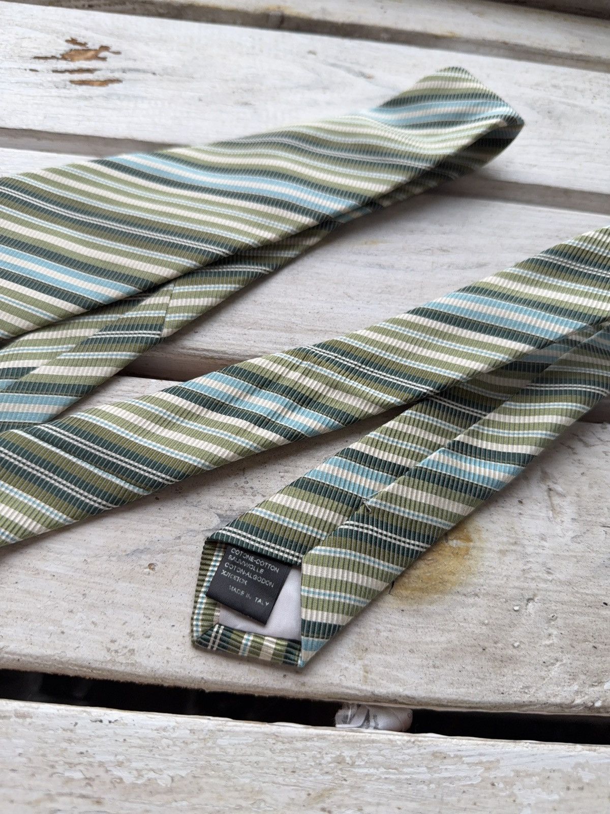Designer × Hugo Boss Hugo Boss Green Striped Cotton Tie Made in Italy Size ONE SIZE - 4 Thumbnail