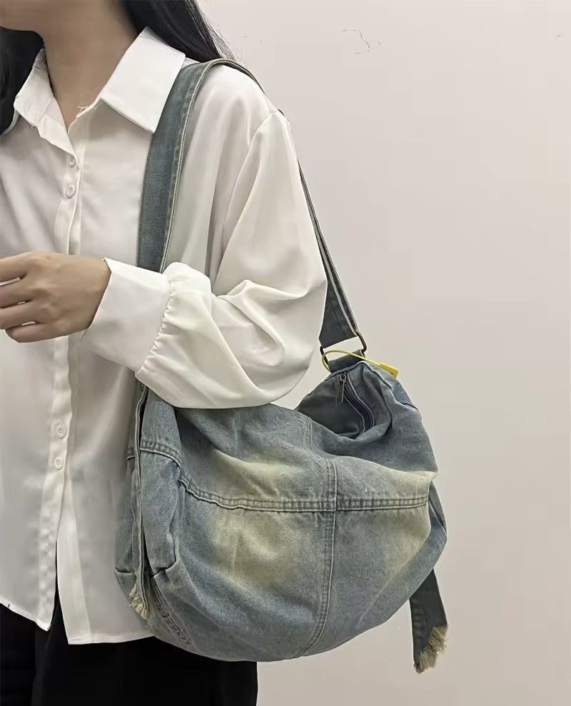 Other Washed Denim Shoulder Bag Large Capacity Size ONE SIZE - 3 Thumbnail