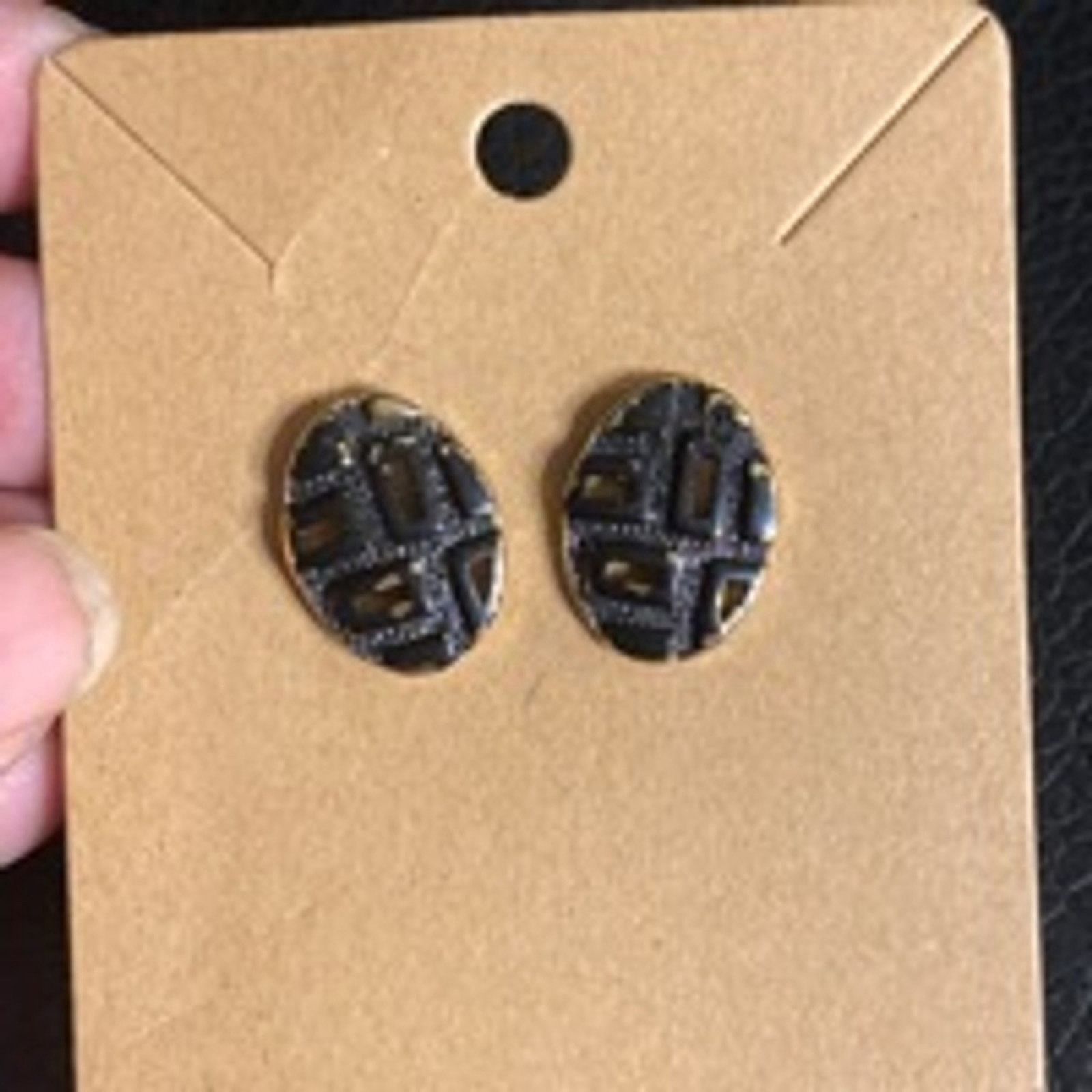 Vintage Vintage Black & Gold Post Earrings Classic Statement Jewelry Size ONE SIZE - 2 Thumbnail