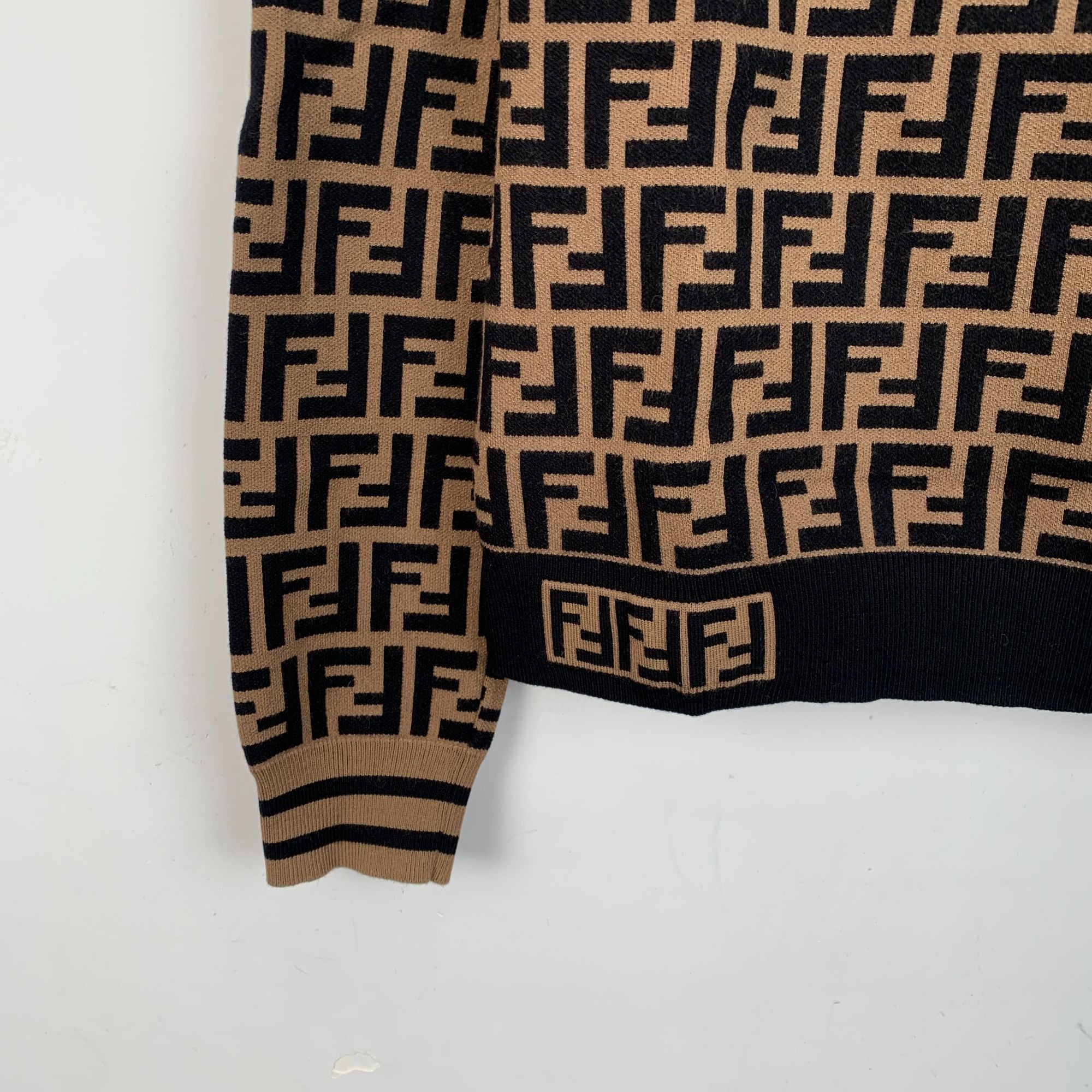 Fendi Fendi Mens FF Logo Sweater Brown & Black Knit Pullover Size Size S / US 4 / IT 40 - 4 Thumbnail