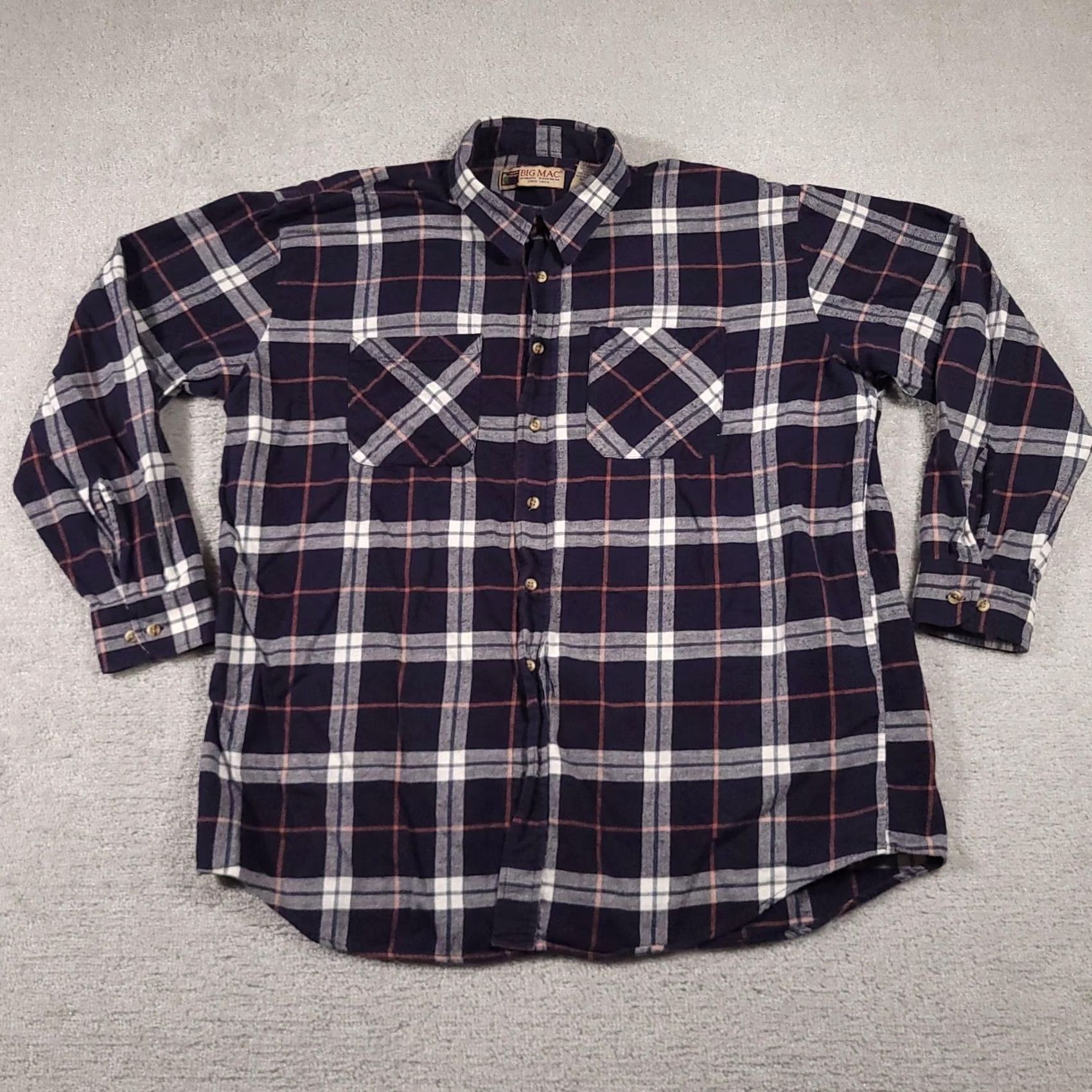 Vintage VINTAGE Big Mac Flannel Shirt Mens 2XL Navy Blue Red Gray Plaid Long Sleeve Workwear Size US XXL / EU 58 / 5 - 2 Thumbnail