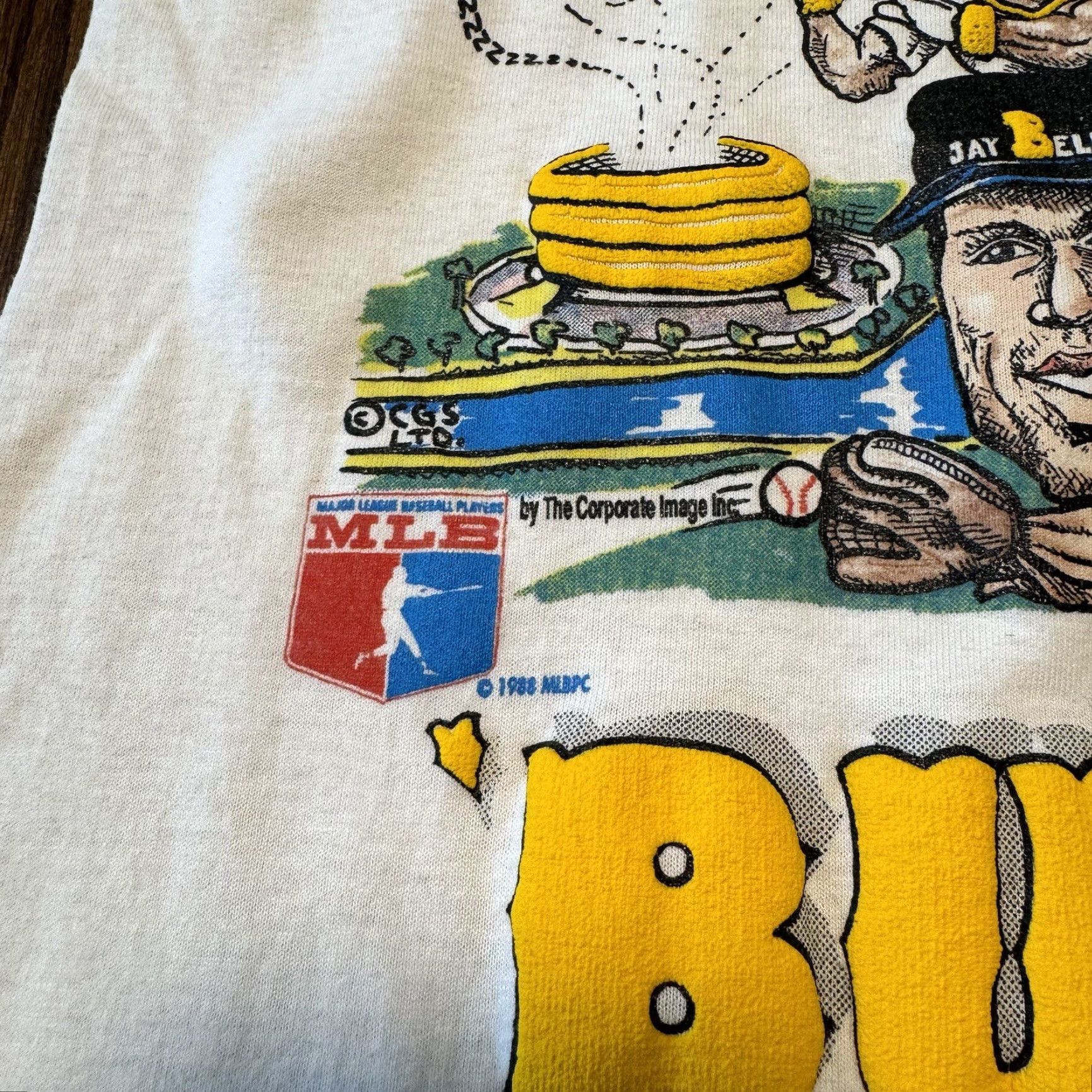 Vintage VINTAGE Pittsburgh Pirates T-Shirt 80s Baseball MLB Killer Bs Caricature Barry Bonds Bonilla Screen Stars Best White Medium L Unisex Adults Shirt Size US L / EU 52-54 / 3 - 4 Thumbnail