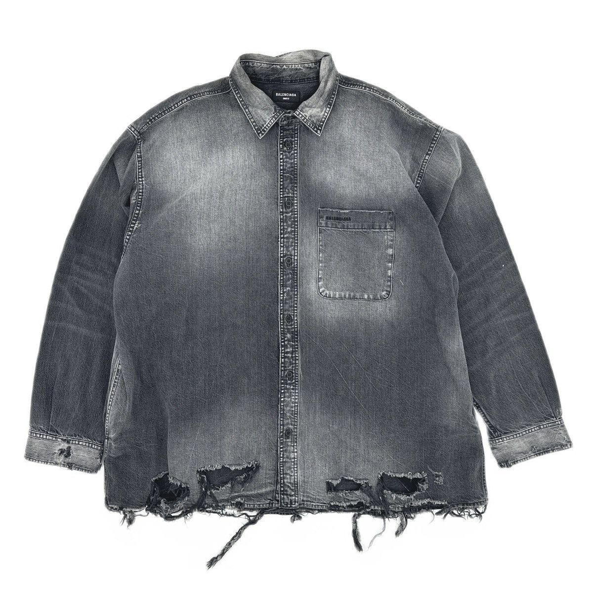 Balenciaga Balenciaga SS21 Ripped Denim Shirt Size US XS / EU 42 / 0 - 1 Thumbnail