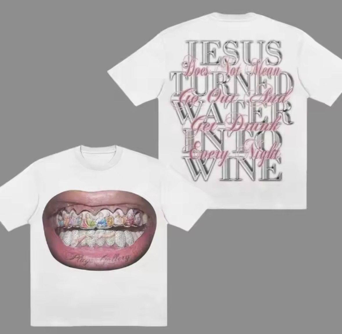 Other Y2K Street Retro Eye Catching Text Pink Lips White T-Shirt Size US S / EU 44-46 / 1 - 1 Thumbnail