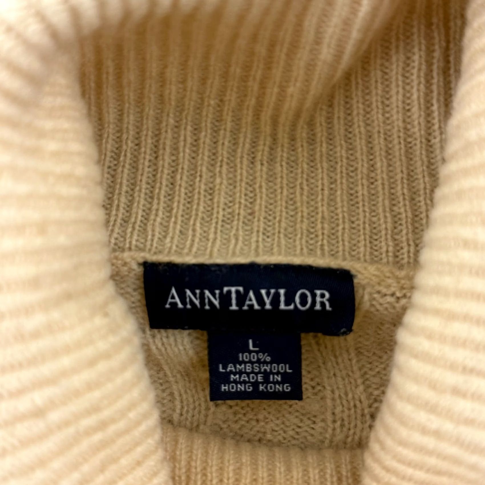 Ann Taylor Ann Taylor Turtleneck Sweater Womens L Yellow Cable Knit Lambswool Long Sleeve Size L / US 10 / IT 46 - 7 Thumbnail