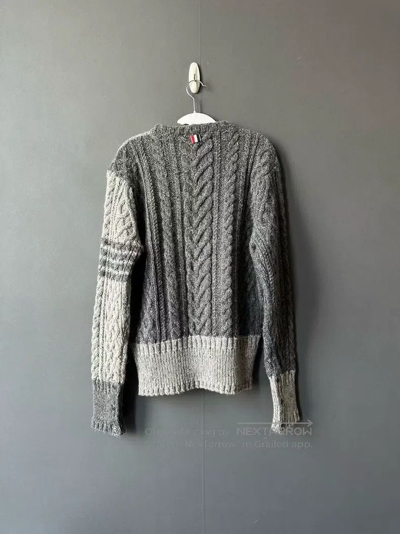 Thom Browne Thom Browne Grey Multicolor Cable Knit Wool Sweater Size US L / EU 52-54 / 3 - 2 Thumbnail