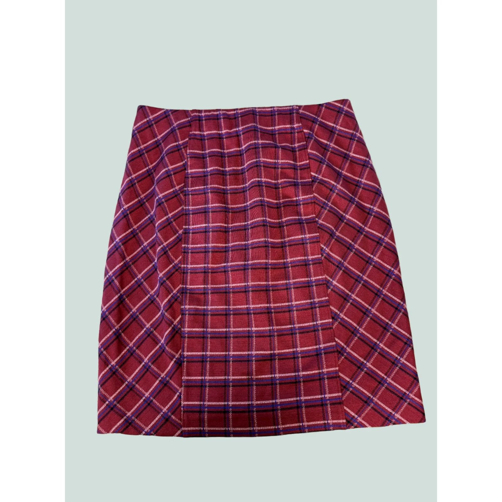 J. Jill J Jill Skirt Womens Size Small Red Plaid Pencil Stretch Knit D269 Size 28" / US 6 / IT 42 - 1 Thumbnail