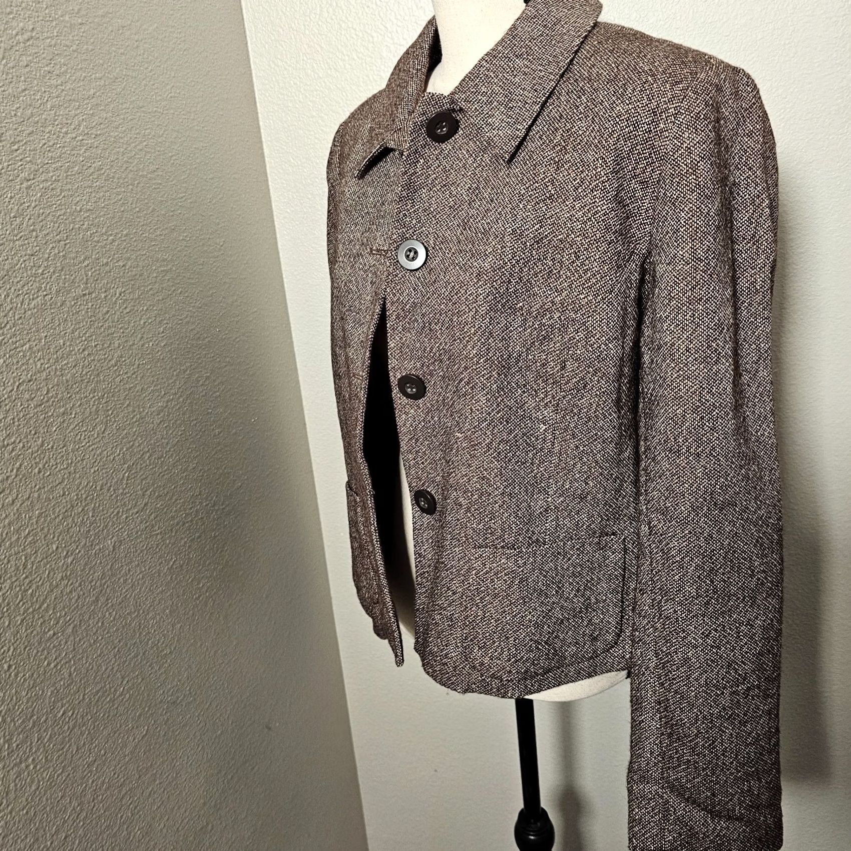 Vintage VINTAGE Chadwick's Wool Blend Blazer Womens 16 Brown Jacket Pockets Lined Button Crew Neck/Sleeve? Size XXL / US 16-18 / IT 52-54 - 2 Thumbnail