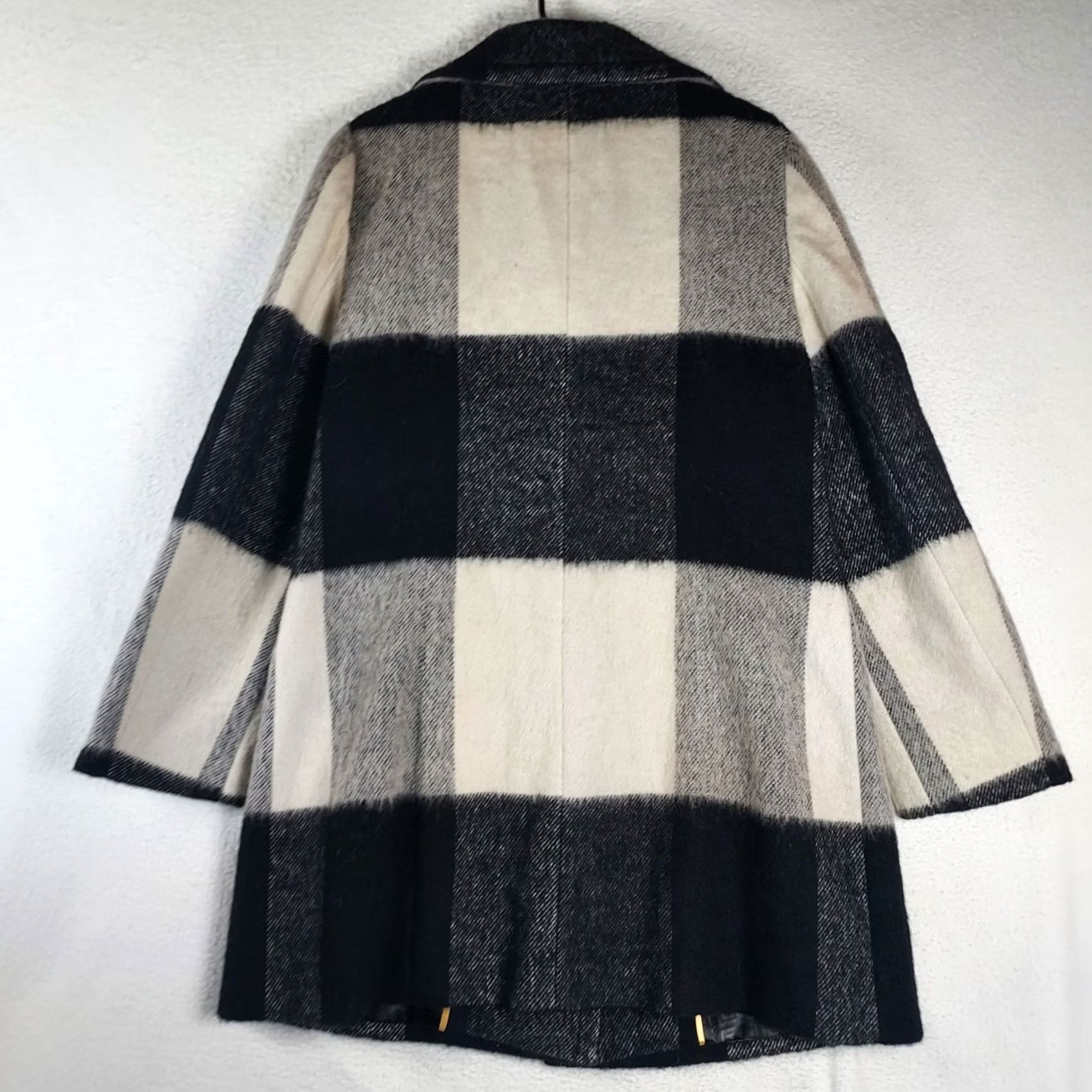 Vintage Ivanka Trump Coat Women Wool Blend Black Cream Plaid Zip Front Lined 14 Wool Size XL / US 12-14 / IT 48-50 - 2 Thumbnail