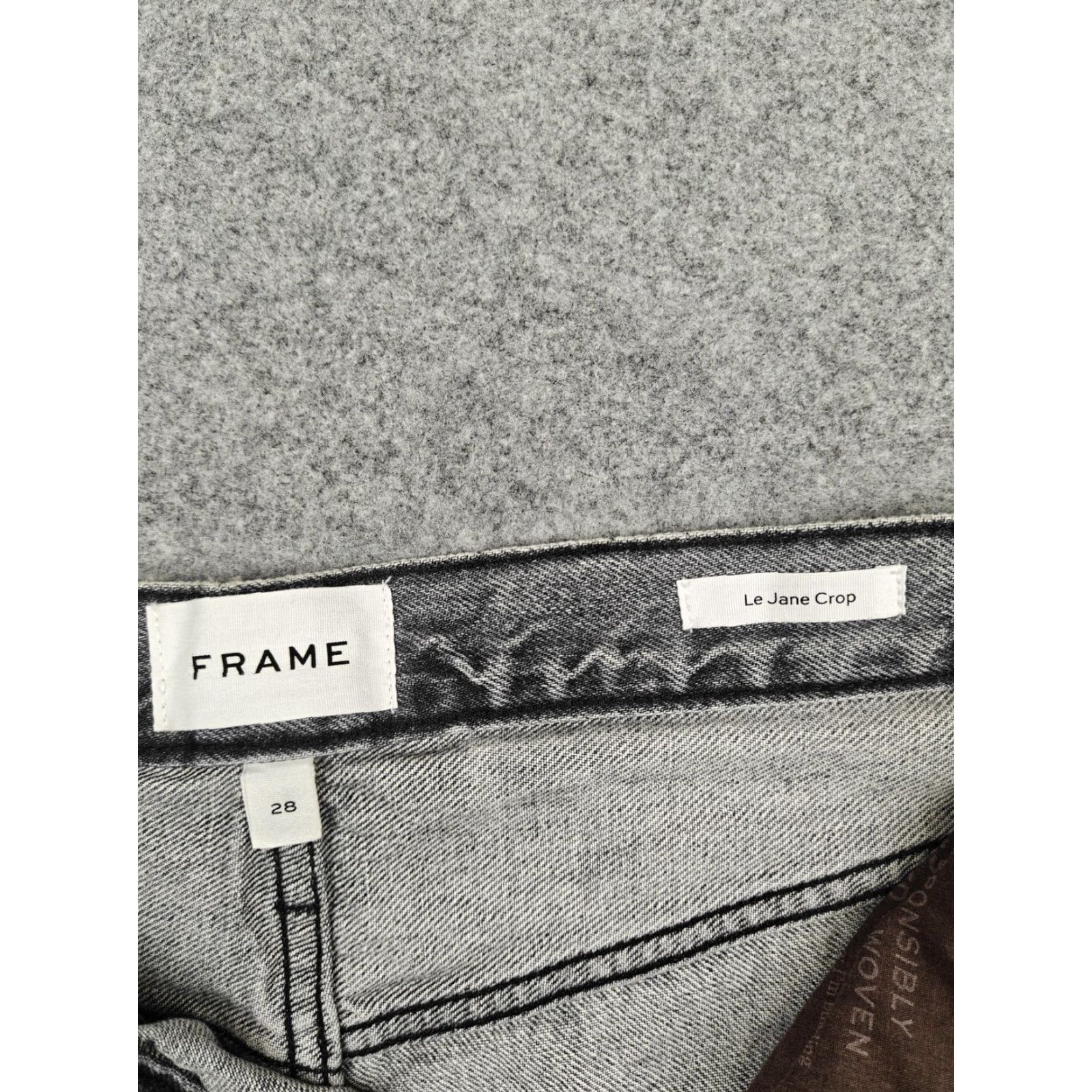 Frame VINTAGE Frame Le Jane Crop Jeans Womens 28 Gray High Rise Straight Distressed Denim Size 28" / US 6 / IT 42 - 3 Thumbnail
