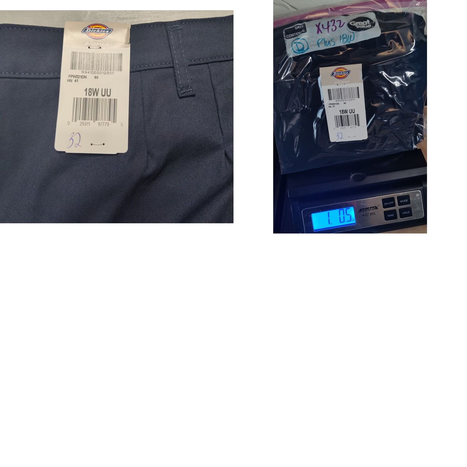 Dickies DICKIES Occupational Wear Women Plus 18W Chino Pants Blue 32" Inseam NEW Size 40" / US 18 - 9 Thumbnail