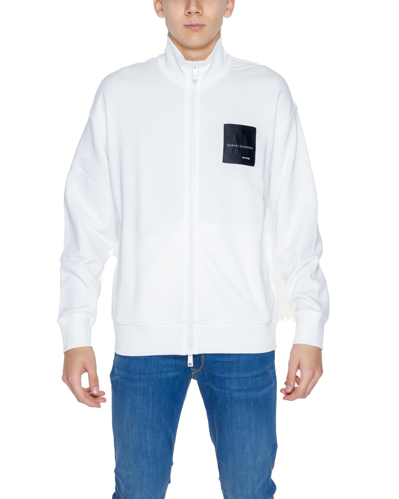 image of Armani Exchange Printed Zip-Up Sweatshirt With Turtleneck in White, Men's (Size Small)