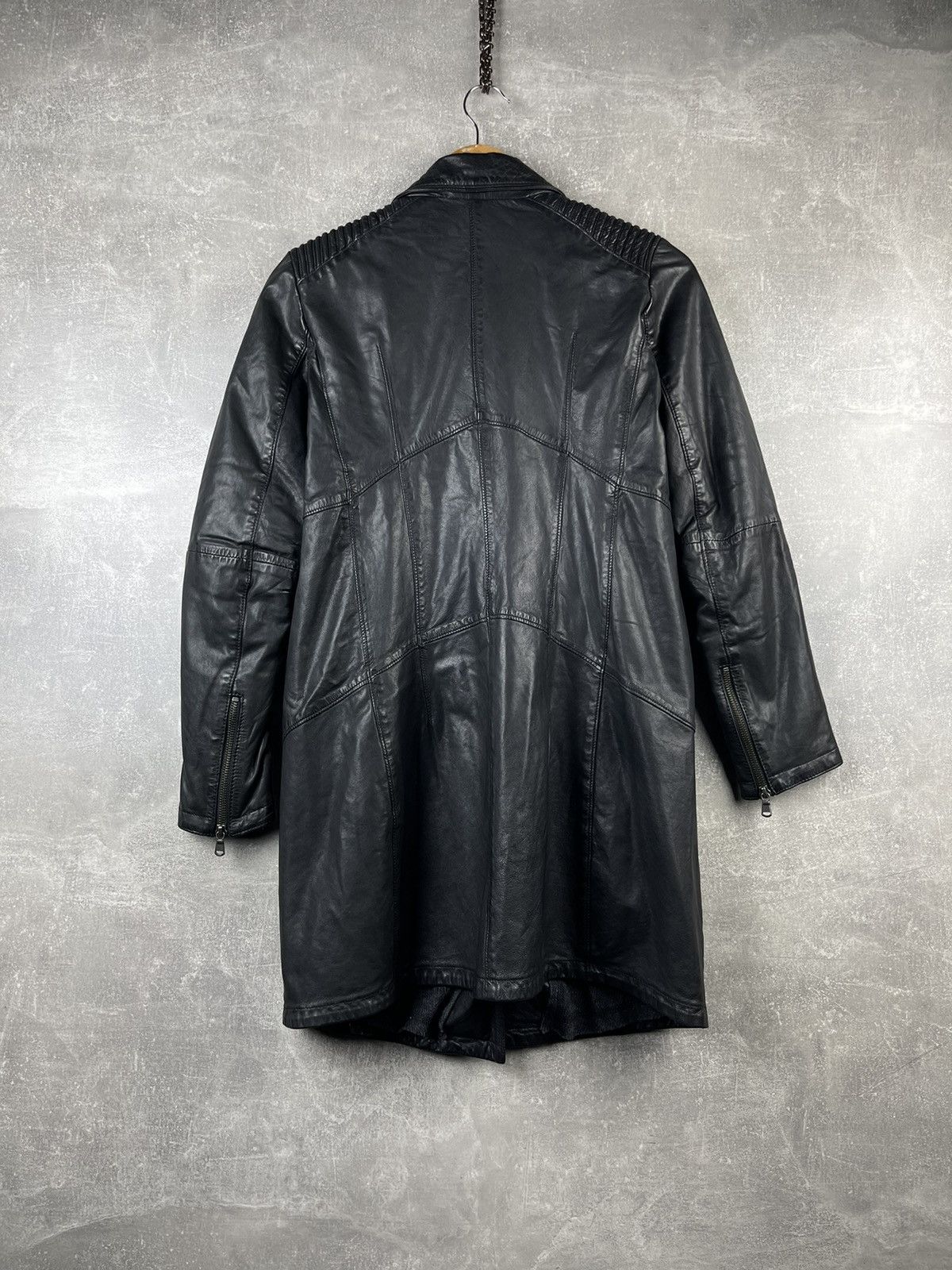Ma+ GMS-75 Gimo's Leather Black Gothic GlamRock Avant Garde Coat Size S / US 4 / IT 40 - 6 Thumbnail
