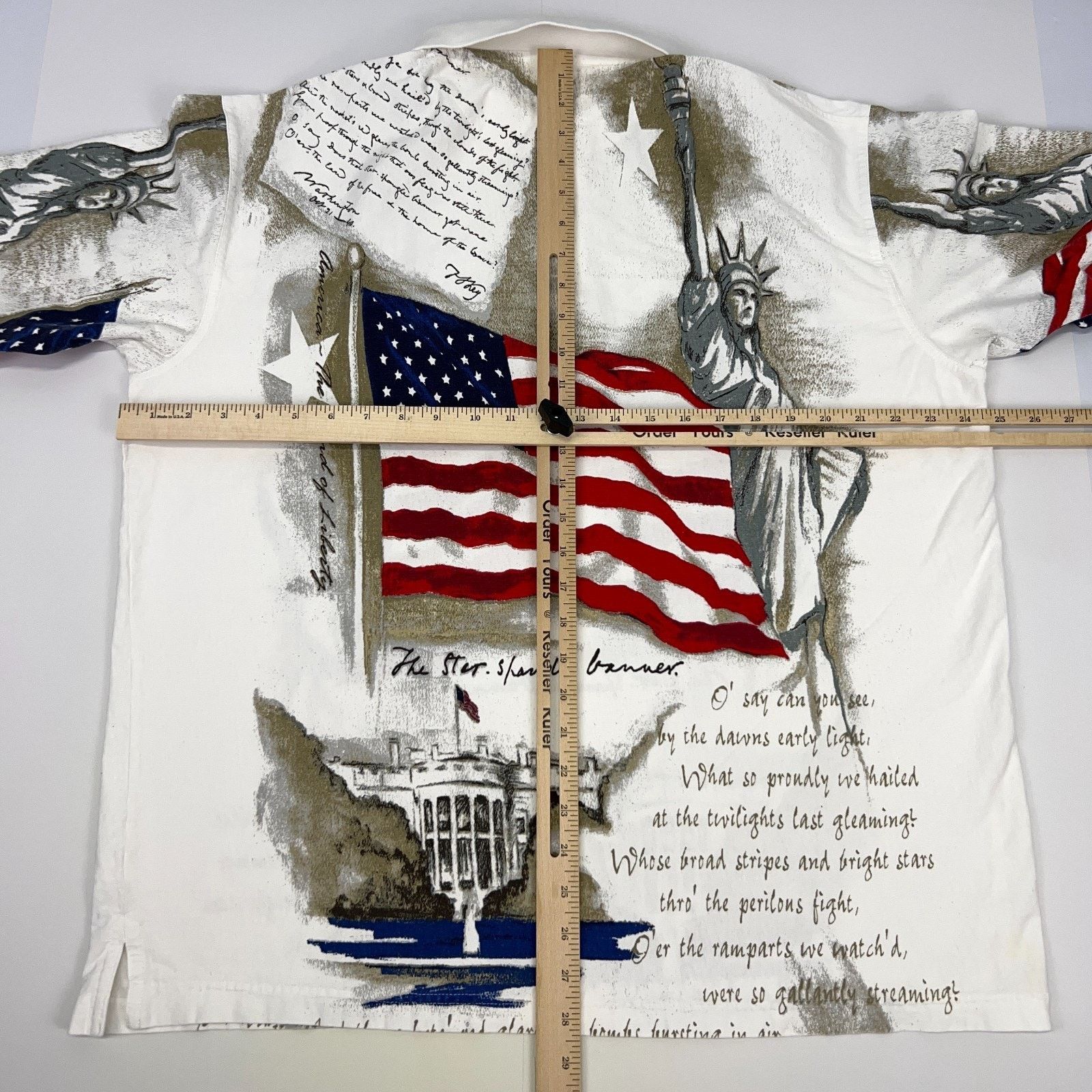 Other Star Spangled Banner Lyrics Polo Shirt American White XL Size US XL / EU 56 / 4 - 8 Thumbnail