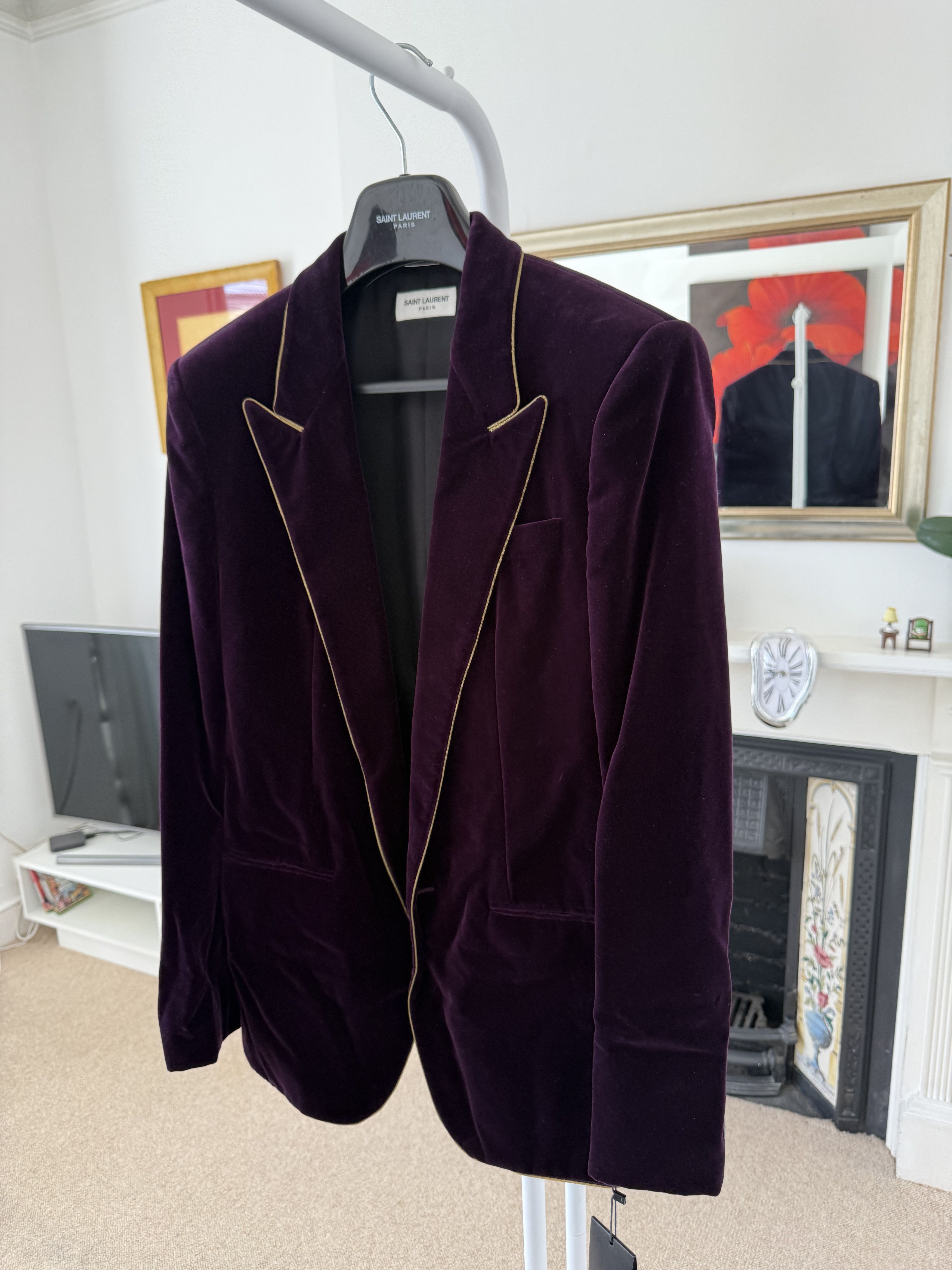 Saint Laurent Paris SS22 Saint Laurent Single Breasted Velvet Jacket Size 50R - 2 Thumbnail