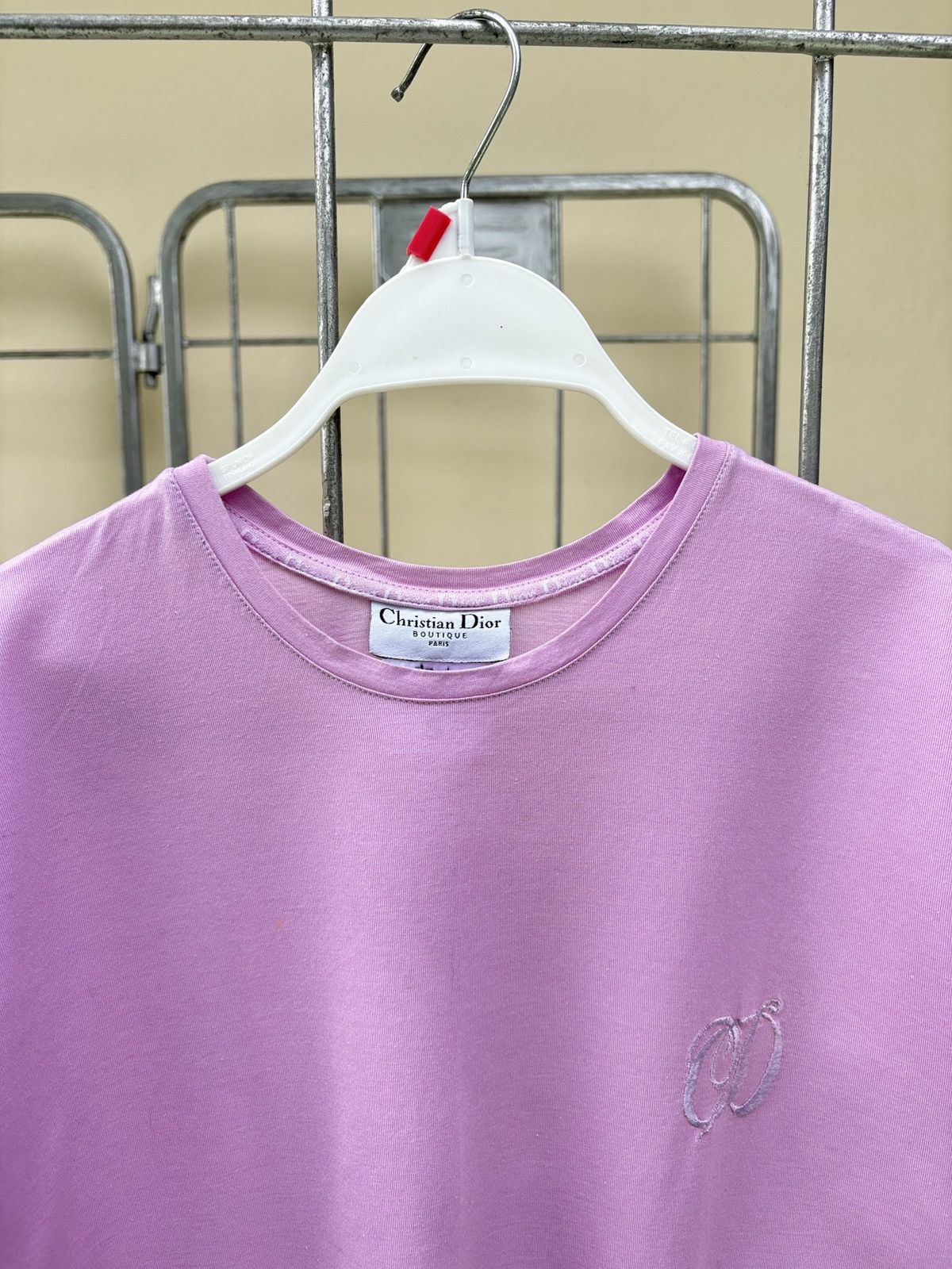 Dior Christian Dior CD embroidery logo pink tee Size S / US 4 / IT 40 - 2 Thumbnail