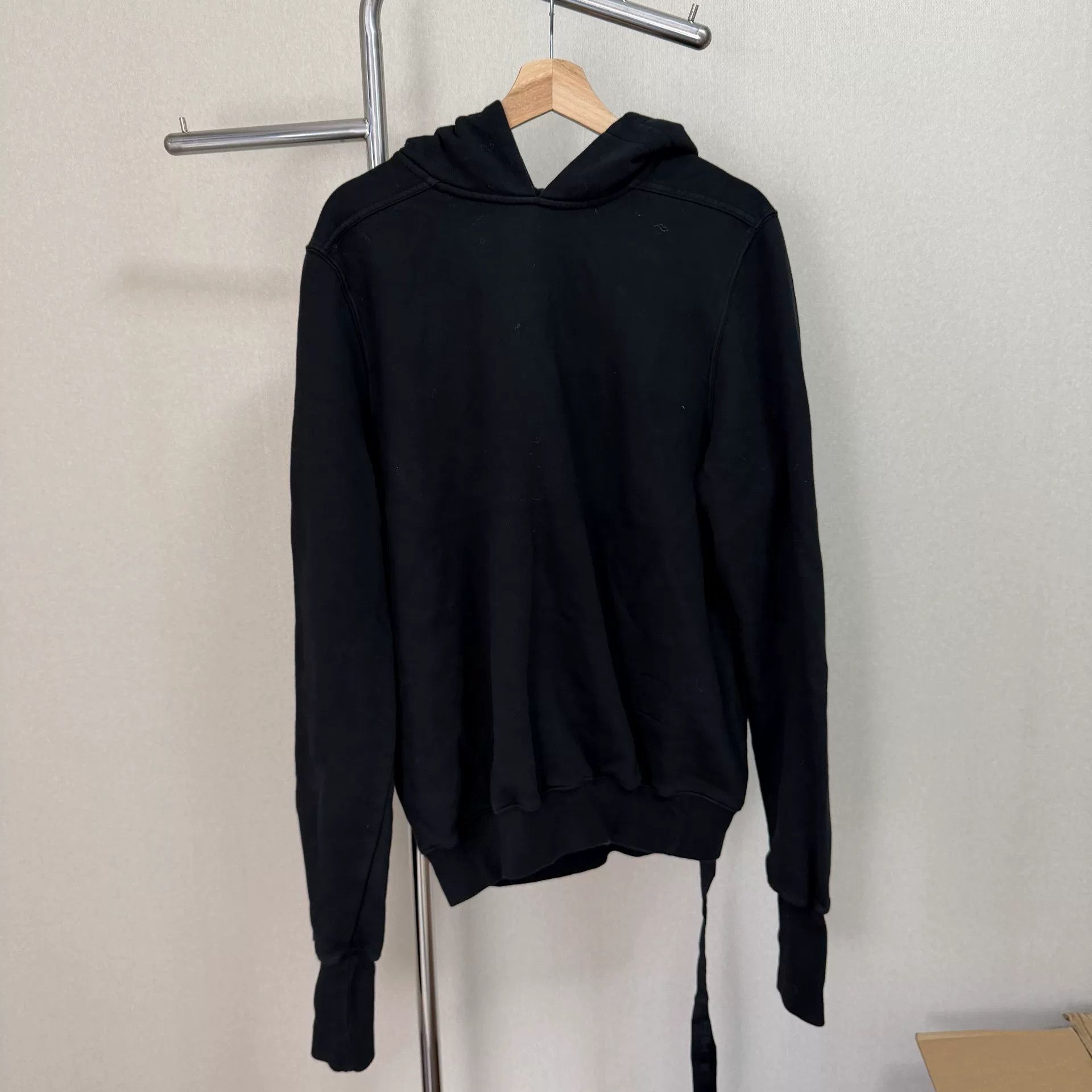 Rick Owens Drkshdw Rick Owens Drkshdw Black Back Drawstring Ribbon Hoodie Size US L / EU 52-54 / 3 - 1 Thumbnail