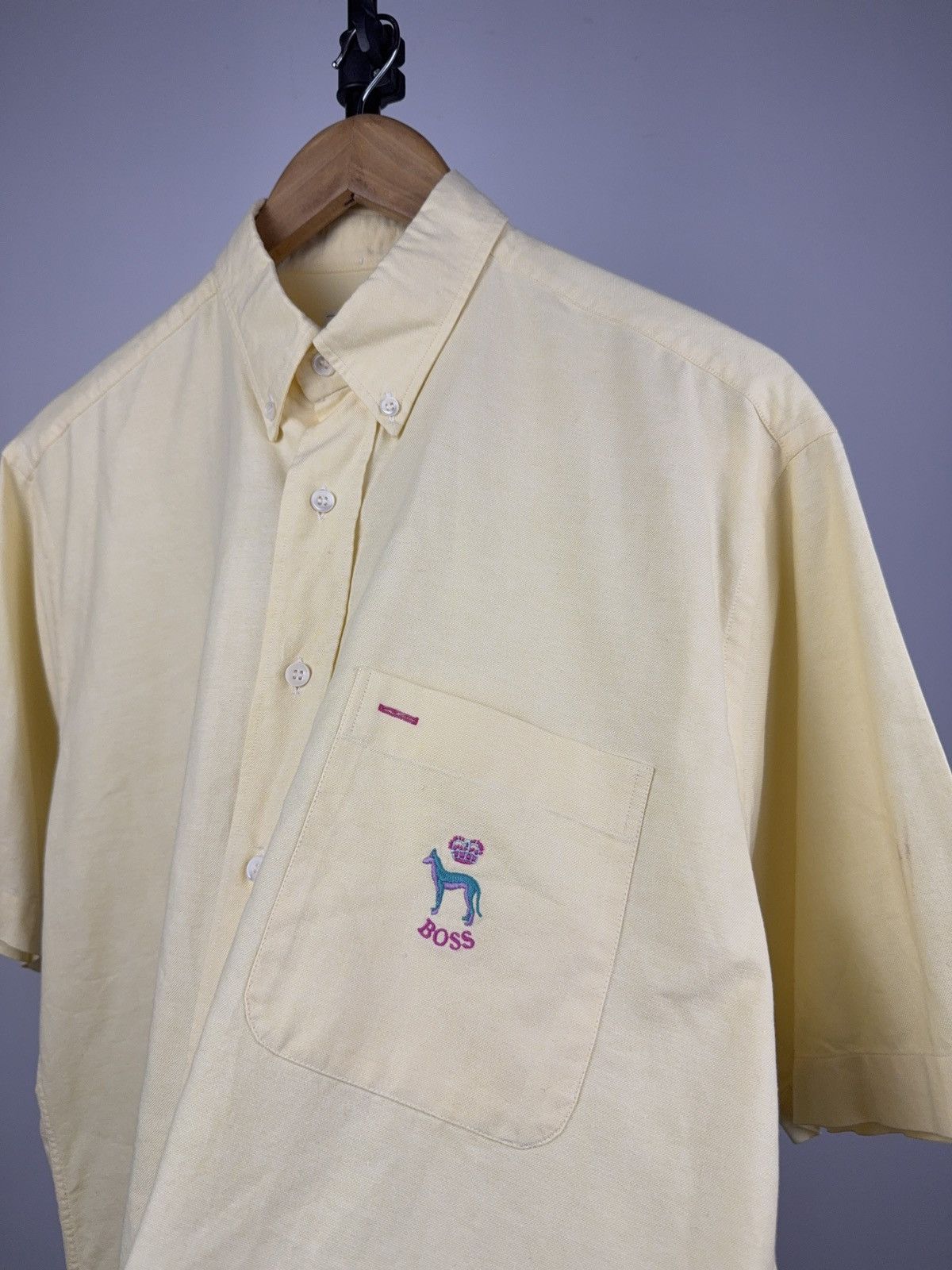 Hugo Boss Vintage 90s Hugo Boss Italy Dog Embroidered Button Shirt 🐾 Size US L / EU 52-54 / 3 - 5 Thumbnail