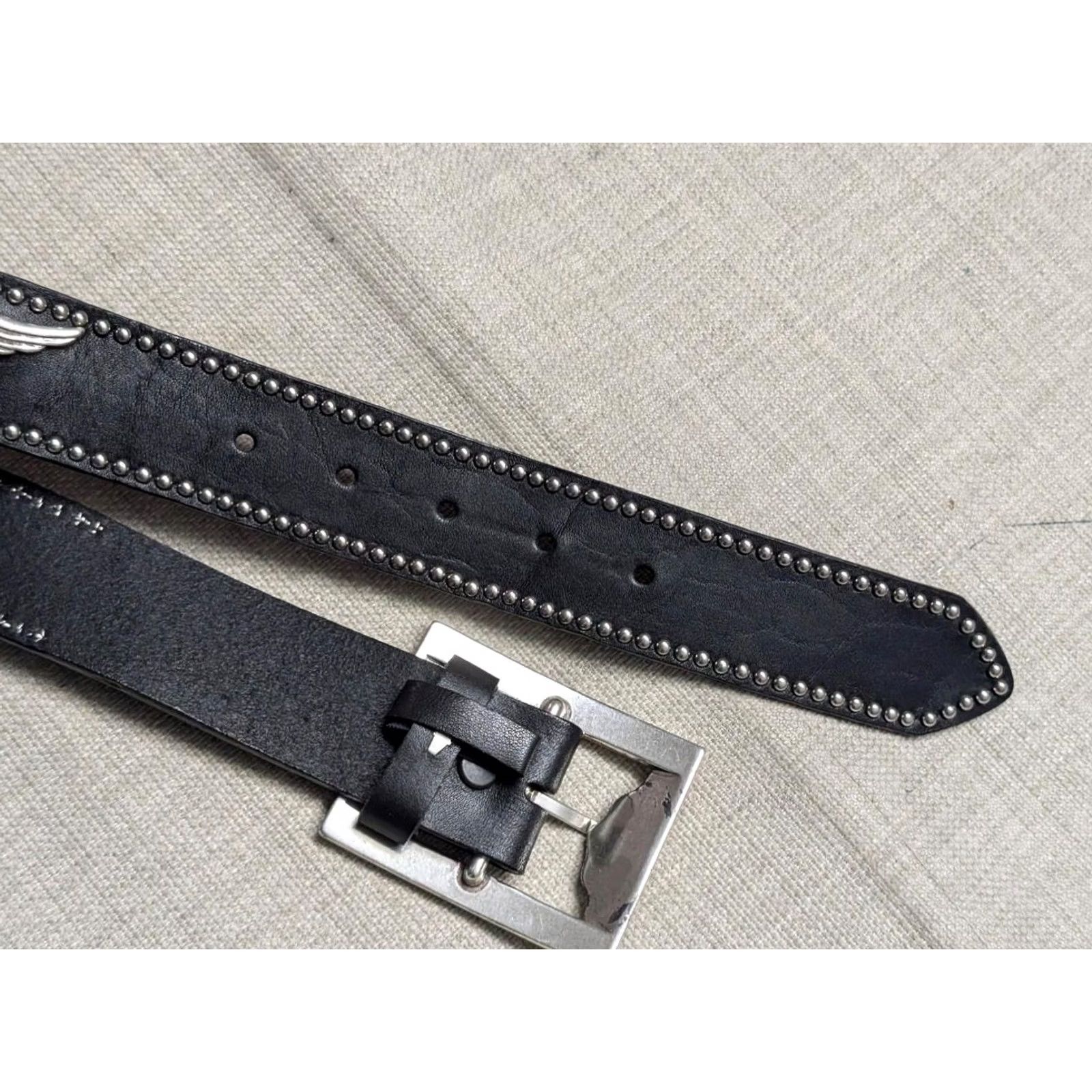 Harley Davidson VINTAGE Harley-Davidson belt Concho Western Belt 32 black leather Heavy belt Mens Size 32 - 5 Thumbnail