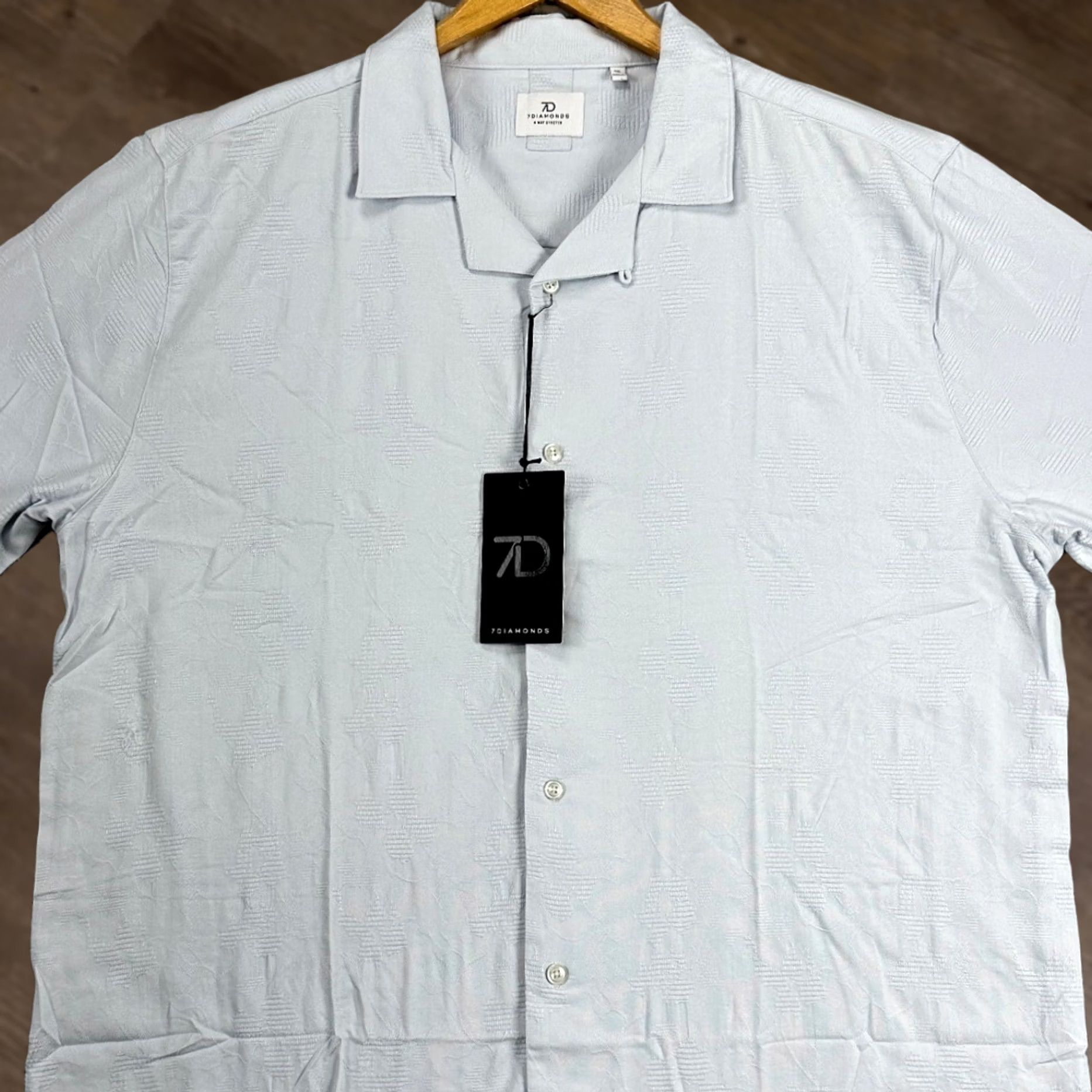 Vintage 7 Diamonds Jacquard Caspian Camp Shirt Blue Button Up 2XL Mens NEW Size US XXL / EU 58 / 5 - 1 Thumbnail