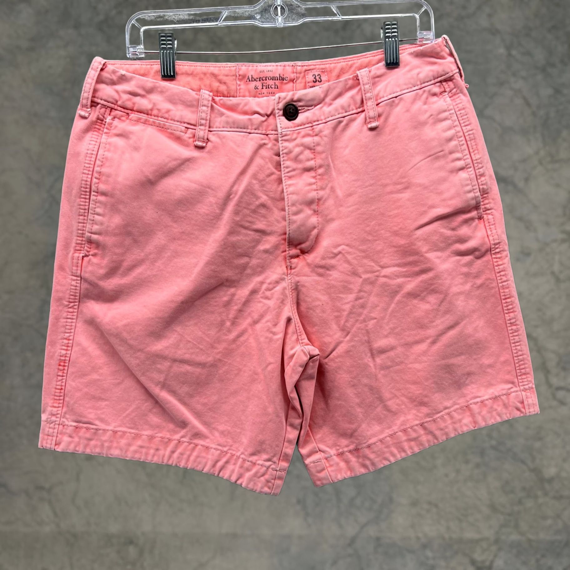 Abercrombie & Fitch Abercrombie & Fitch Shorts Mens 33 Pink Chino Flat Front Casual Summer Size US 33 - 1 Thumbnail