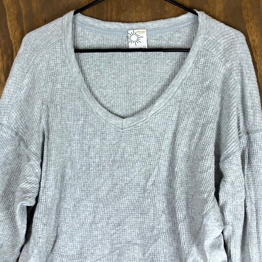 Vintage Aerie OFFLINE Womens Shirt Gray Waffle V Neck Long Sleeve Stretch S Size S / US 4 / IT 40 - 2 Thumbnail