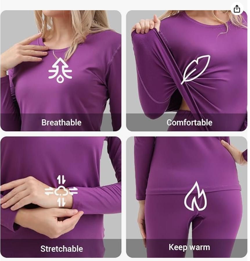 NBDN Nobrandedon Thermal Women Ultra-Soft Long Johns Set Base Layer XL Size ONE SIZE - 3 Thumbnail