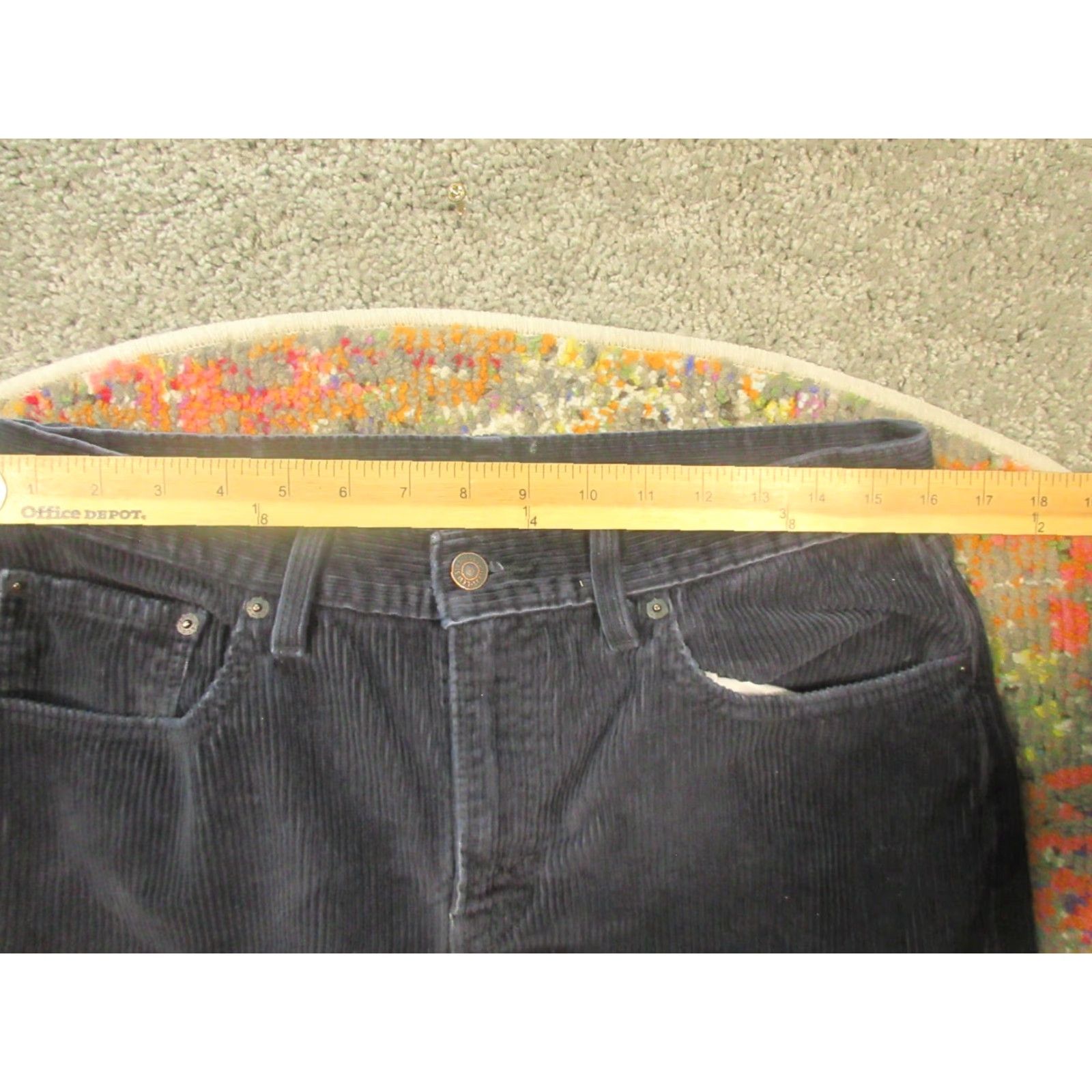 Levi's Levi's Corduroy Pants Mens 31x30 Black Cotton Straight Leg Mid Bleach Stain Size US 31 - 5 Thumbnail