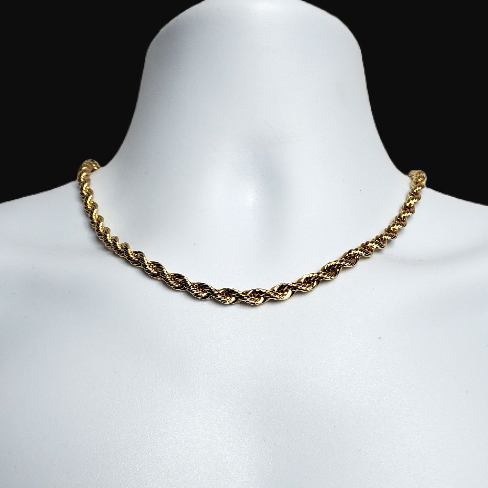 Vintage Vintage 14K Gold Plated Diamond Cut Rope Necklace Unisex Size ONE SIZE - 9 Thumbnail