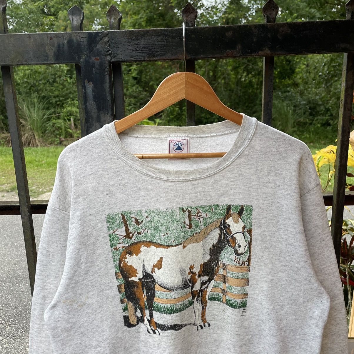 Delta × Vintage 🔥Vintage 90s Delta Image Of Big Horse Pony Sweatshirts Size US M / EU 48-50 / 2 - 4 Thumbnail