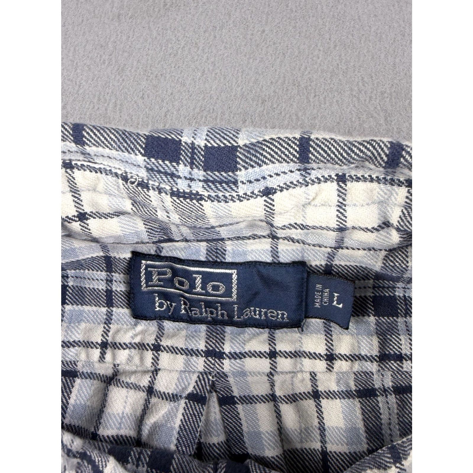 Polo Ralph Lauren VINTAGE Polo Ralph Lauren Shirt Men L Blue Plaid Flannel Button-Up Cotton Long Sleeve Size US L / EU 52-54 / 3 - 3 Thumbnail