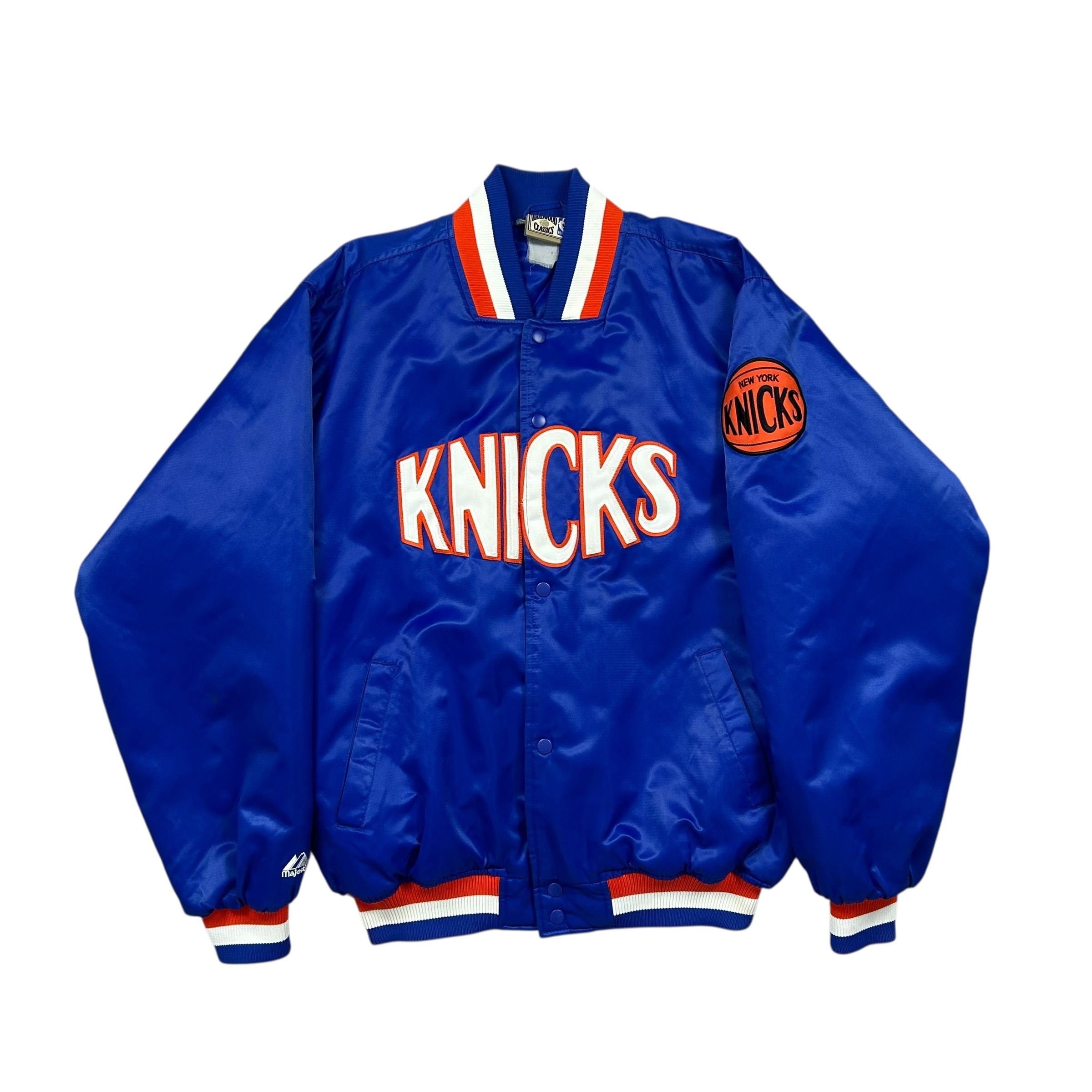 NBA VTG NEW YORK KNICKS MAJESTIC HARDWOOD CLASSIC SATIN JACKET 
