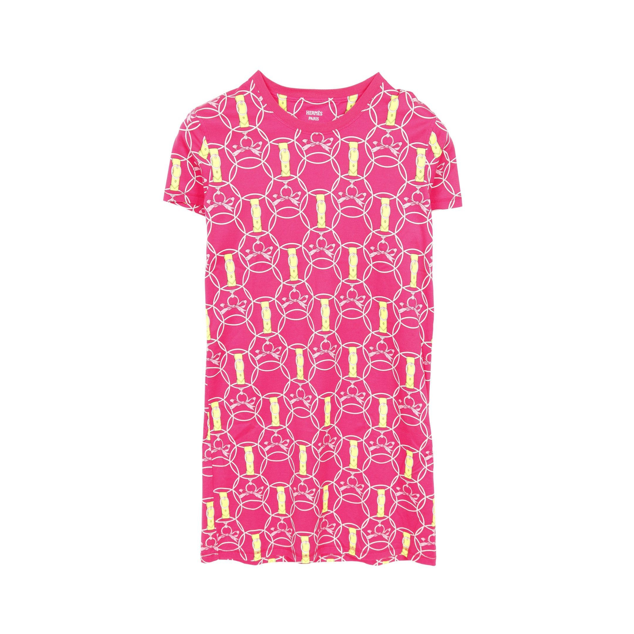 Hermes Hermes La Promenade Du Matin T-Shirt One Piece Cotton Pink Yellow Size ONE SIZE - 1 Thumbnail