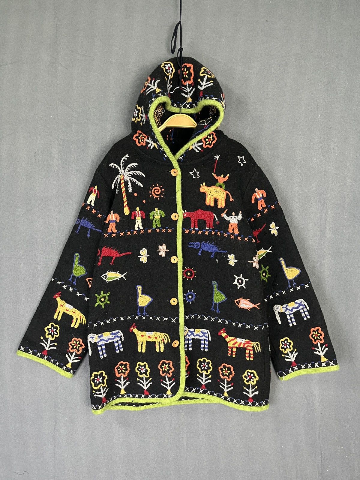 Native × Vintage Ancient Art Relic Style Wool Embroidered Jacket Made in Peru Size US M / EU 48-50 / 2 - 1 Thumbnail