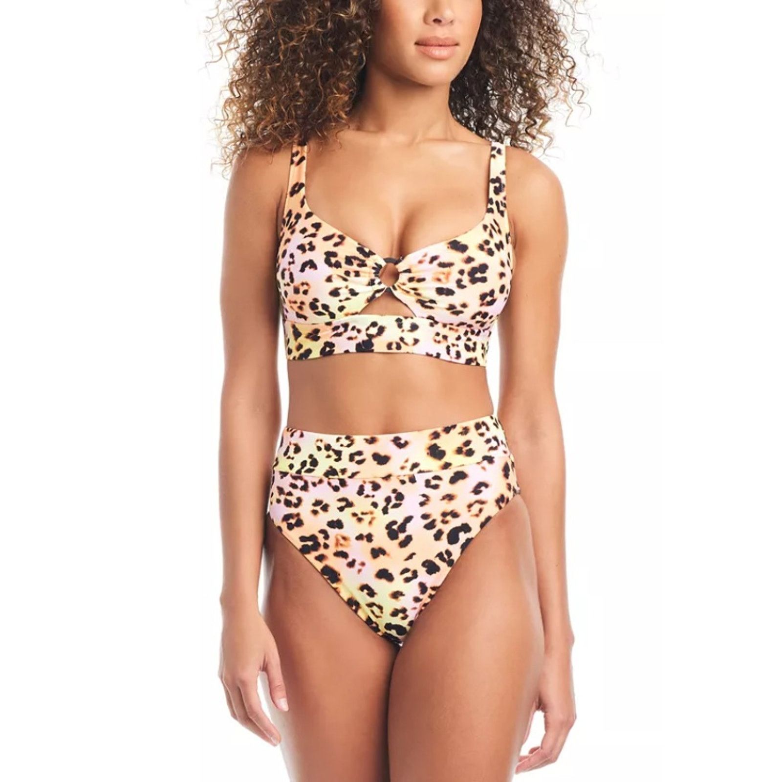Bar III Bar III Women Leopard Print O-Ring Swim Bikini Top Size S Size ONE SIZE - 3 Thumbnail