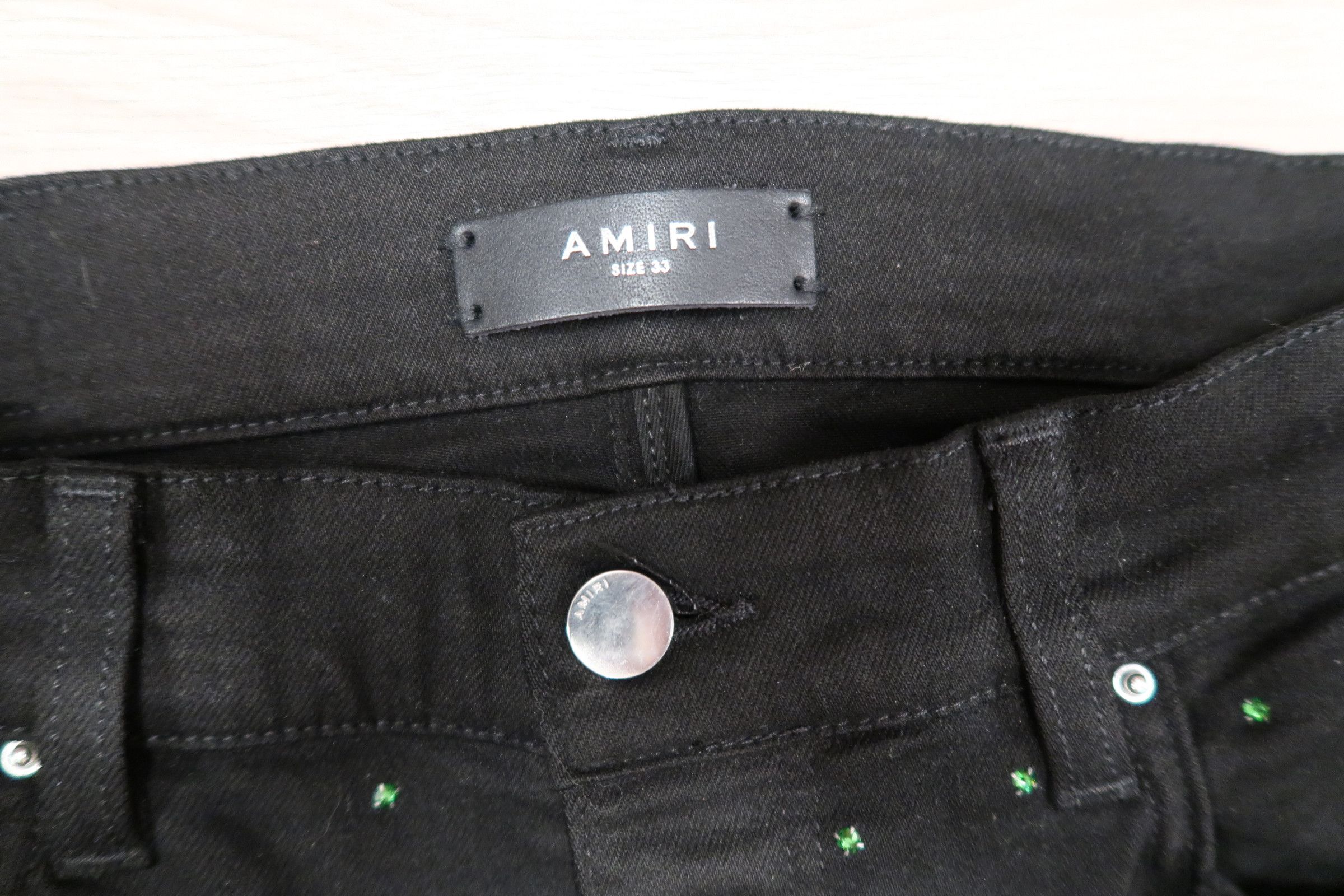 Amiri AMIRI Crystal-Embellished Distressed Denim Jeans Size US 33 - 7 Thumbnail