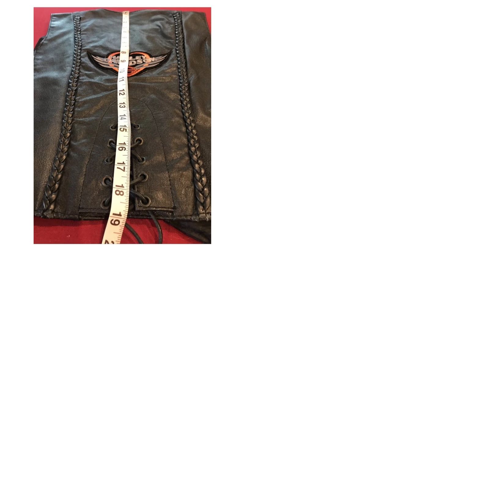 Harley Davidson VINTAGE Harley Davidson BLACK Laced Leather Vest HEART Wings PATCH Waistcoat Biker Women Size S / US 4 / IT 40 - 9 Thumbnail