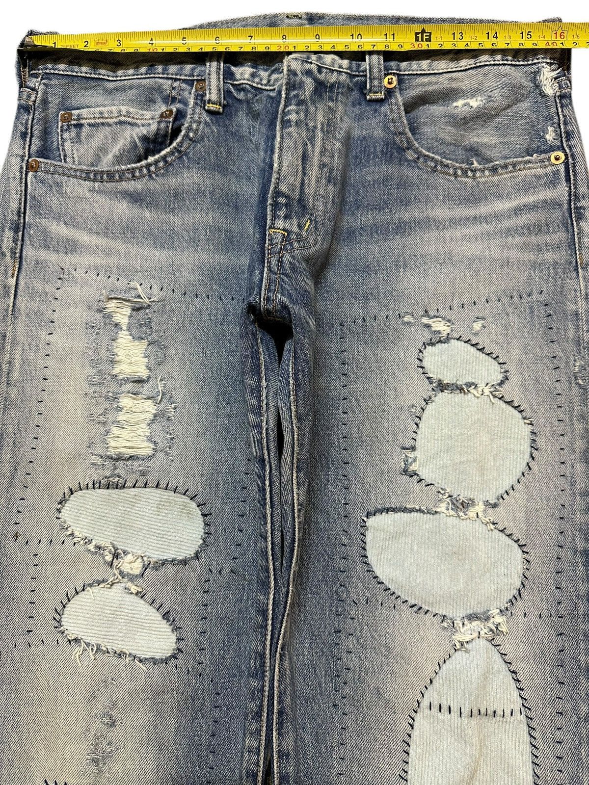 Japanese Brand Vintage Japanese Brand Faded Wash Distressed Patch Jeans Size US 32 / EU 48 - 11 Thumbnail