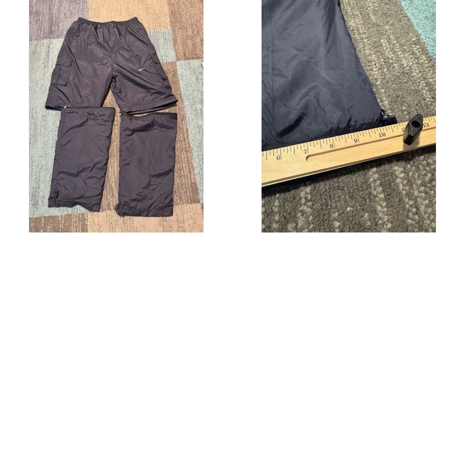 Nike VINTAGE Nike Mens Black Cargo Pants/Shorts Windbreaker 90s Baggy L/XL Wind Pants Size US 33 - 10 Thumbnail
