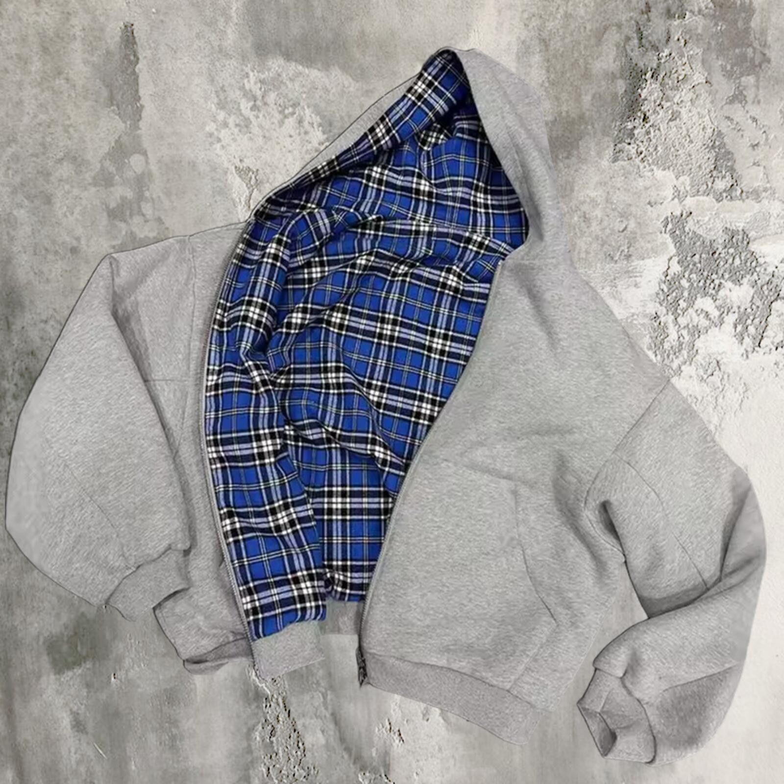 Vintage grey reversible plaid zip hoodie Size US XL / EU 56 / 4 - 3 Thumbnail